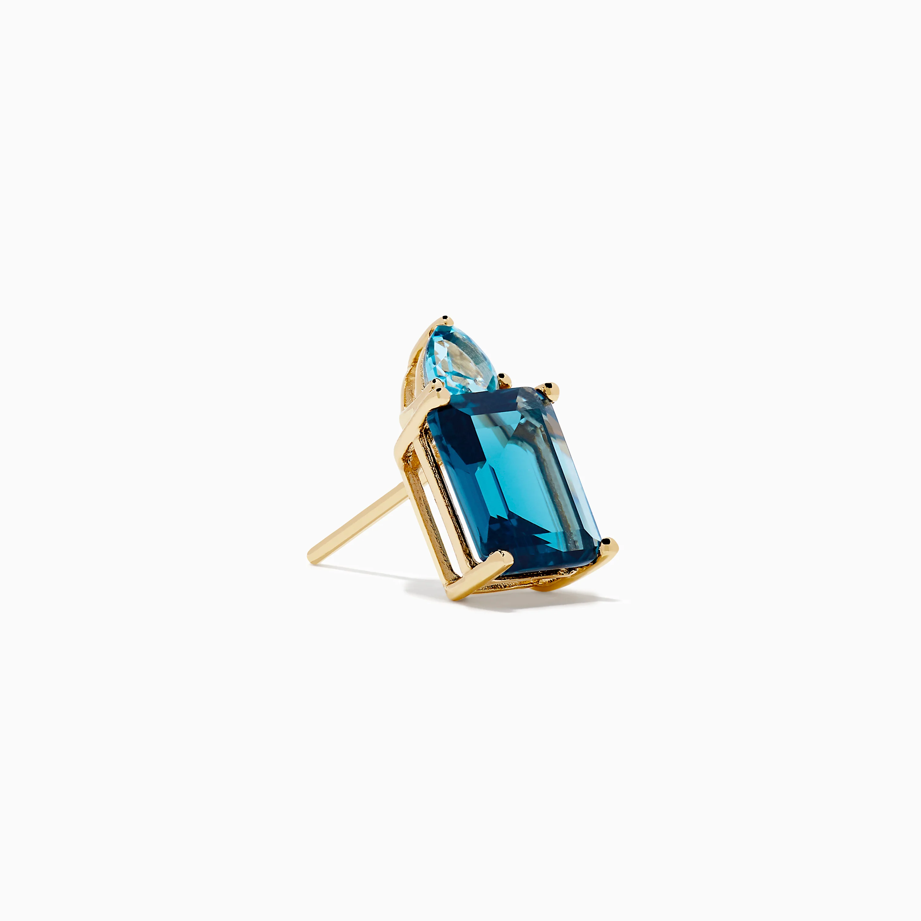 14K Yellow Gold Sky Blue and London Blue Topaz Stud Earrings - Image 3