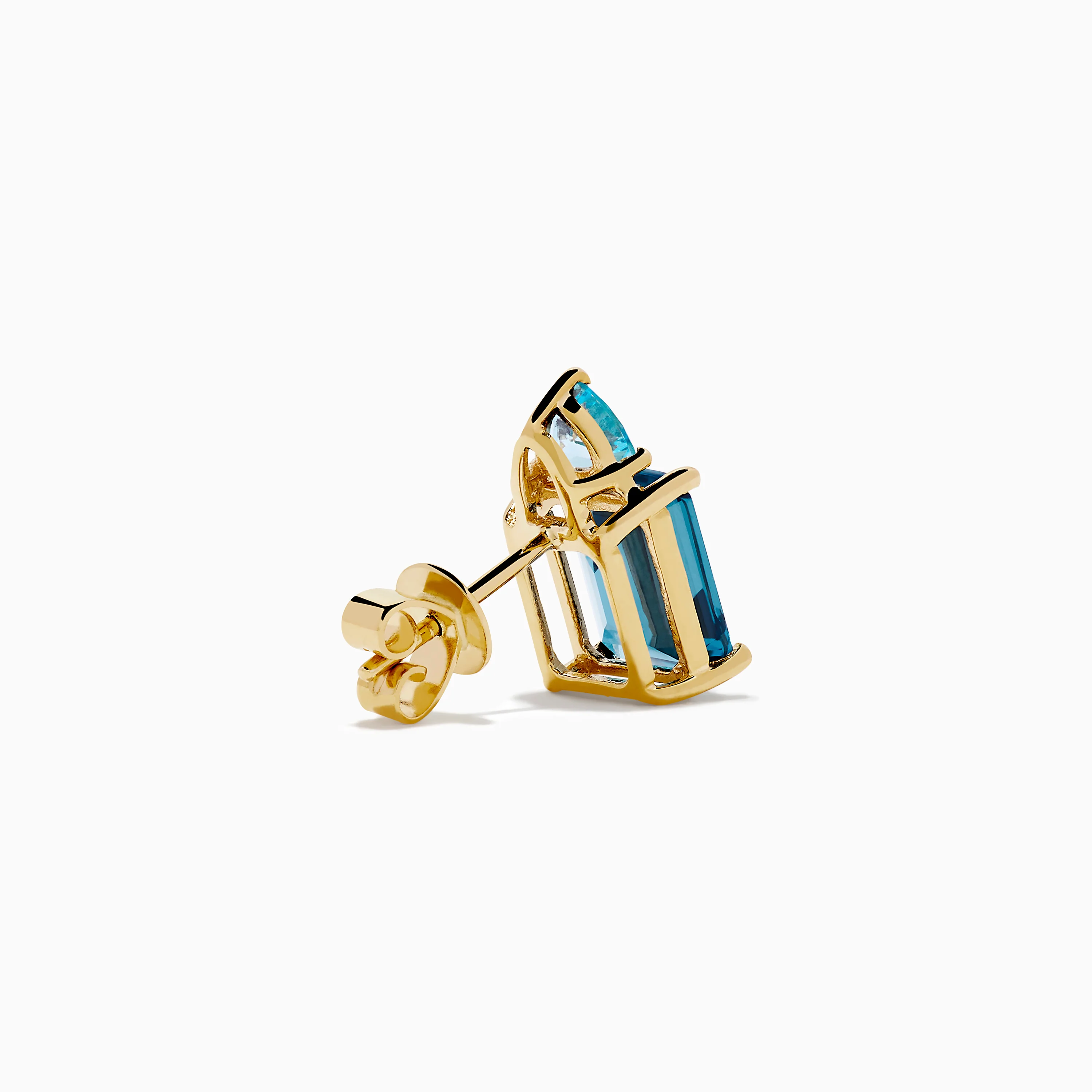 14K Yellow Gold Sky Blue and London Blue Topaz Stud Earrings - Image 4