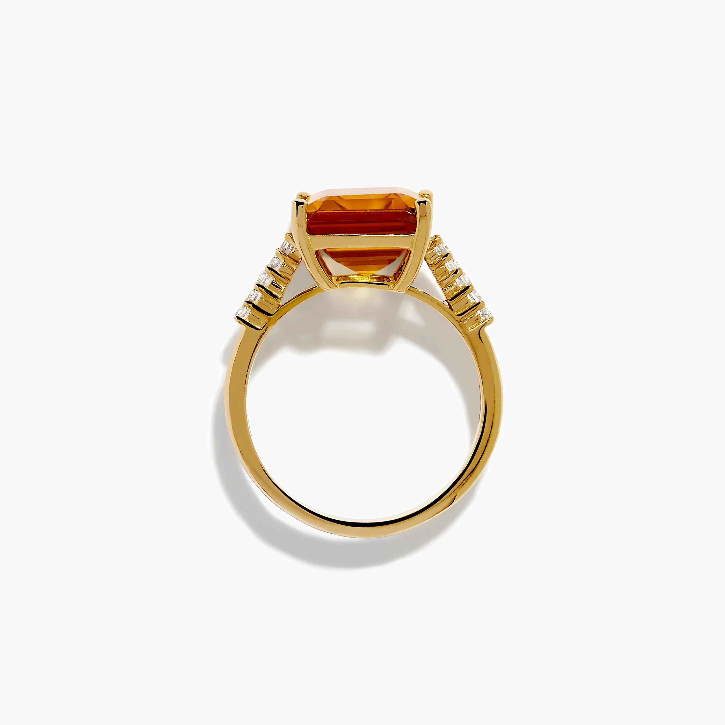14K Yellow Gold Step Cut Citrine and Diamond Cocktail Ring - Image 3