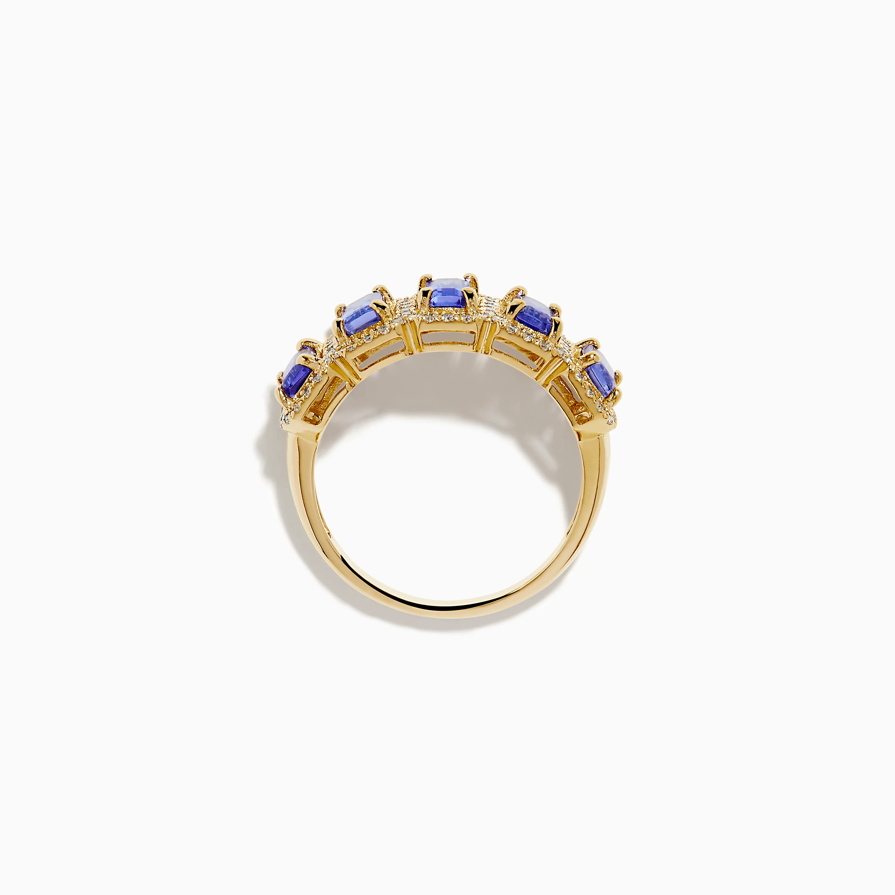 14K Yellow Gold Tanzanite and Diamond Halo Band - Image 3