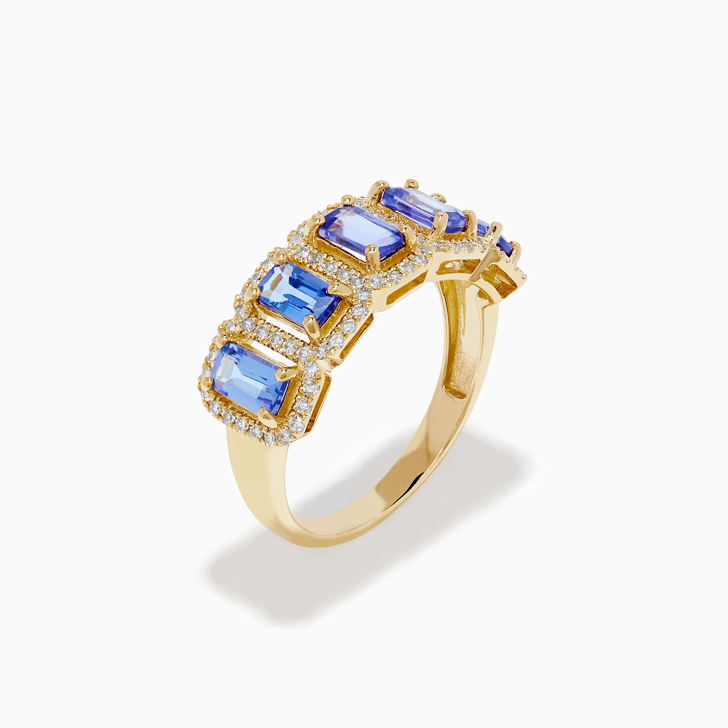 14K Yellow Gold Tanzanite and Diamond Halo Band - Image 4