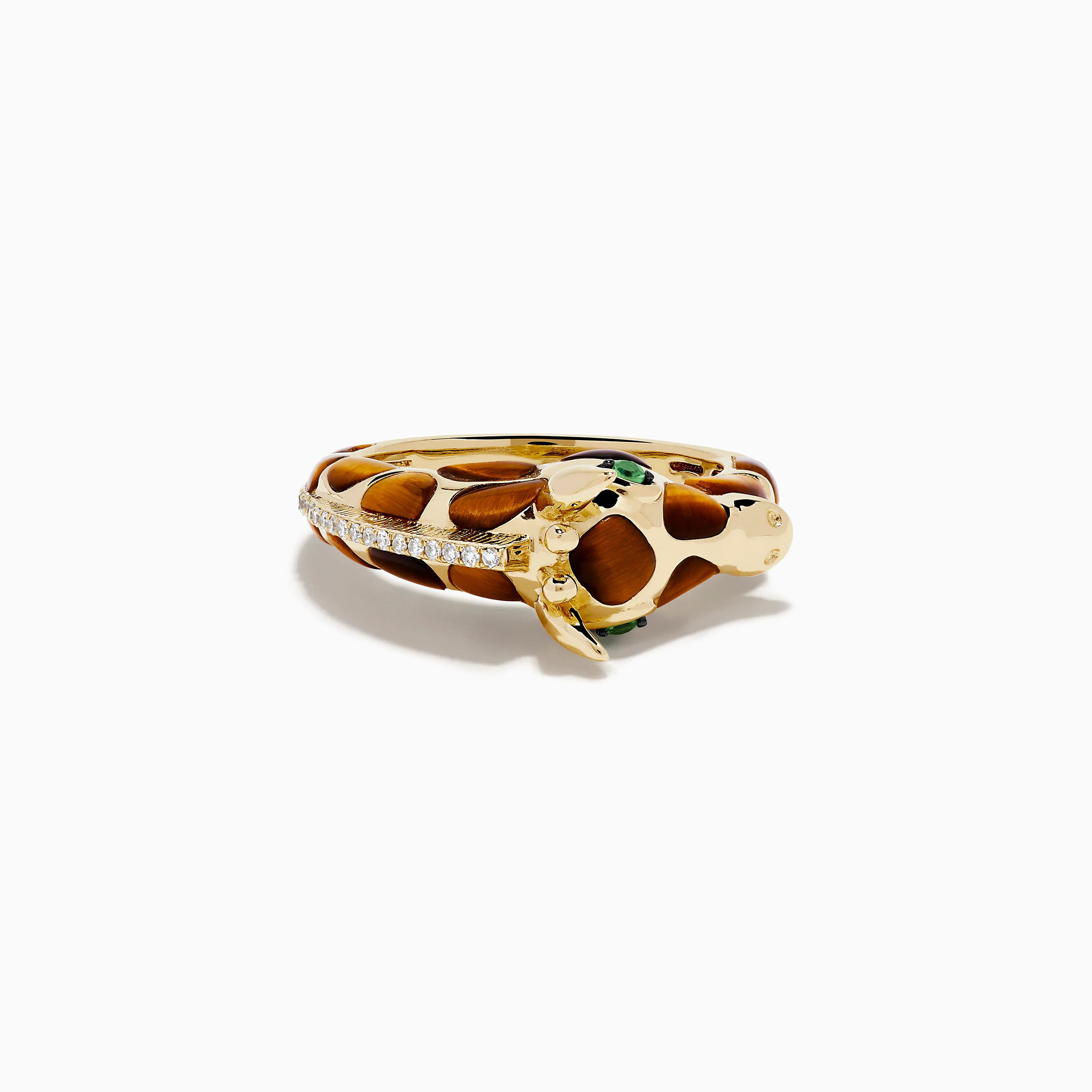 14K Yellow Gold Tiger's Eye and Diamond Giraffe Ring - Image 4