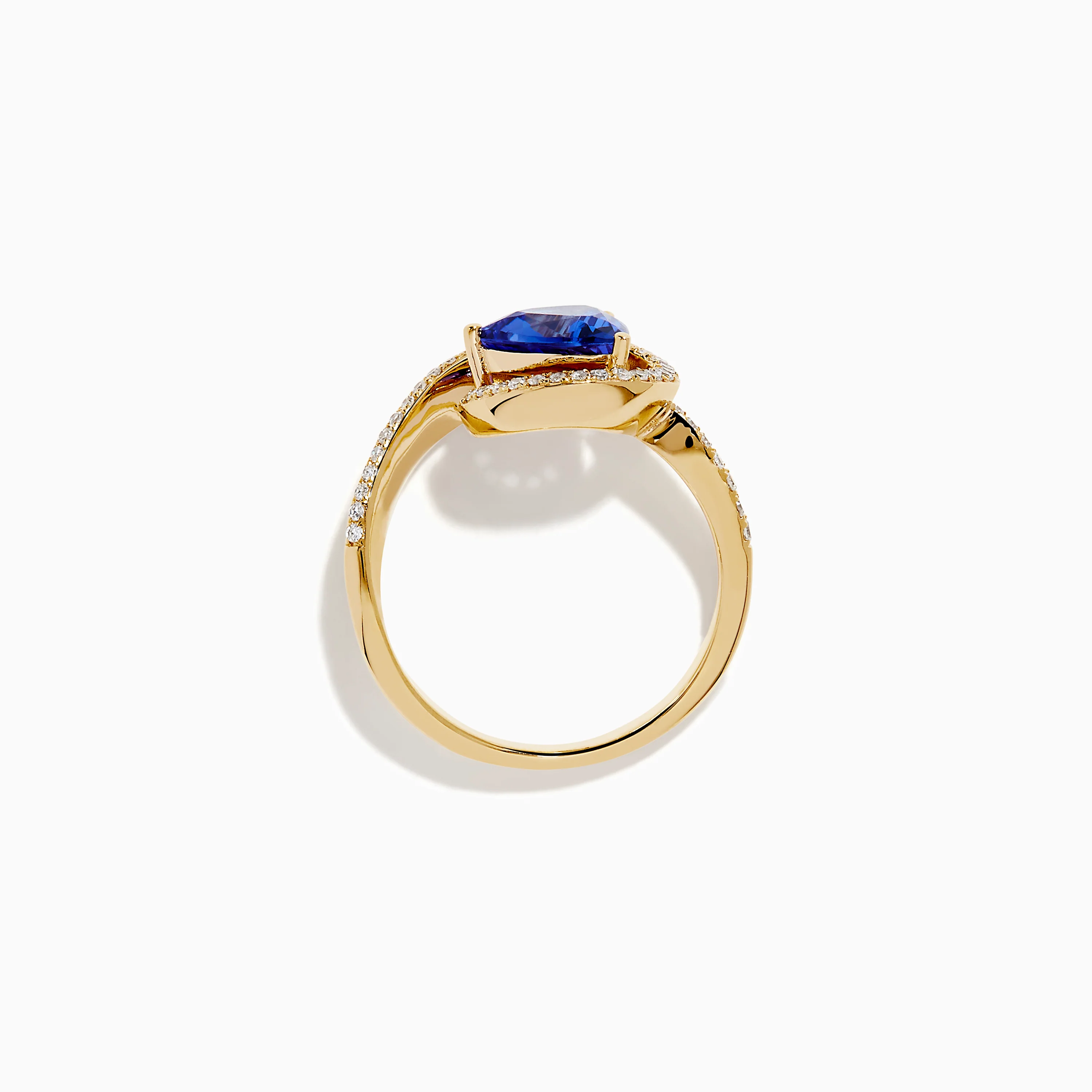 14K Yellow Gold Trillion Tanzanite and Diamond Swirl Ring - Image 3
