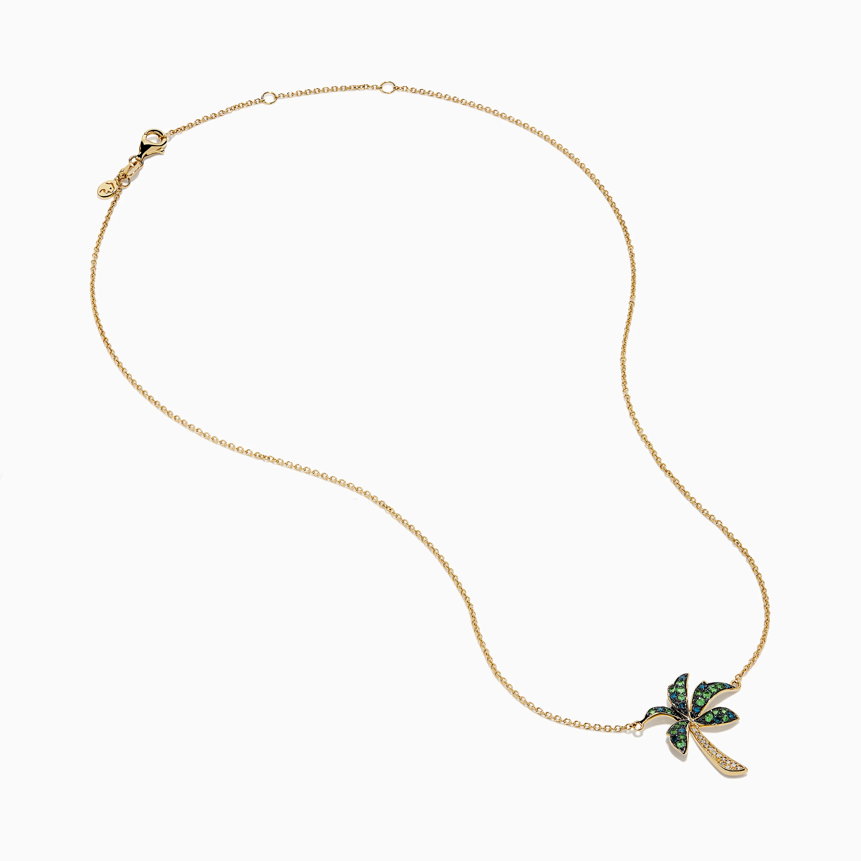 14K Yellow Gold Tsavorite and Diamond Palm Tree Pendant - Image 2