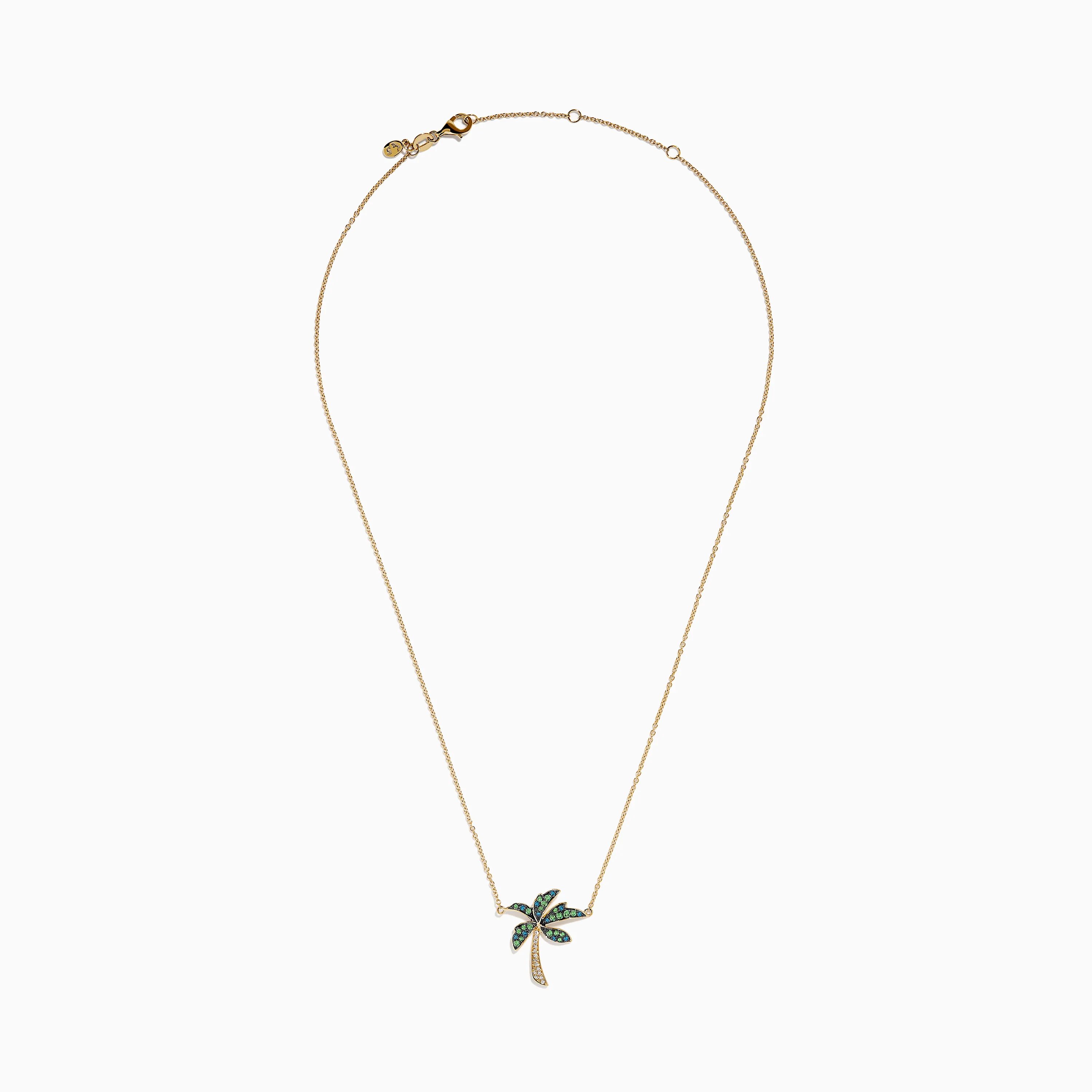 14K Yellow Gold Tsavorite and Diamond Palm Tree Pendant - Image 3