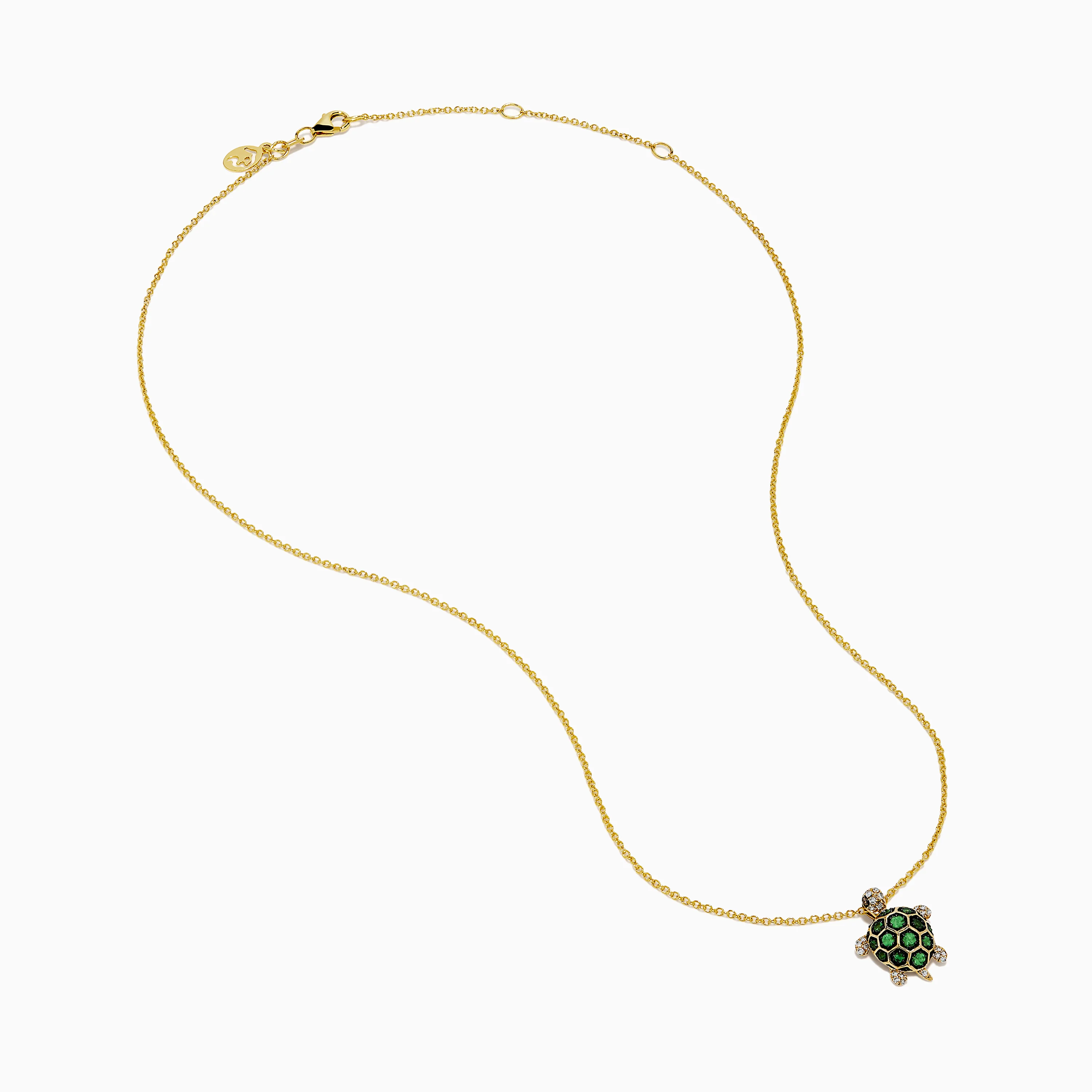 14K Yellow Gold Tsavorite and Diamond Turtle Pendant - Image 2