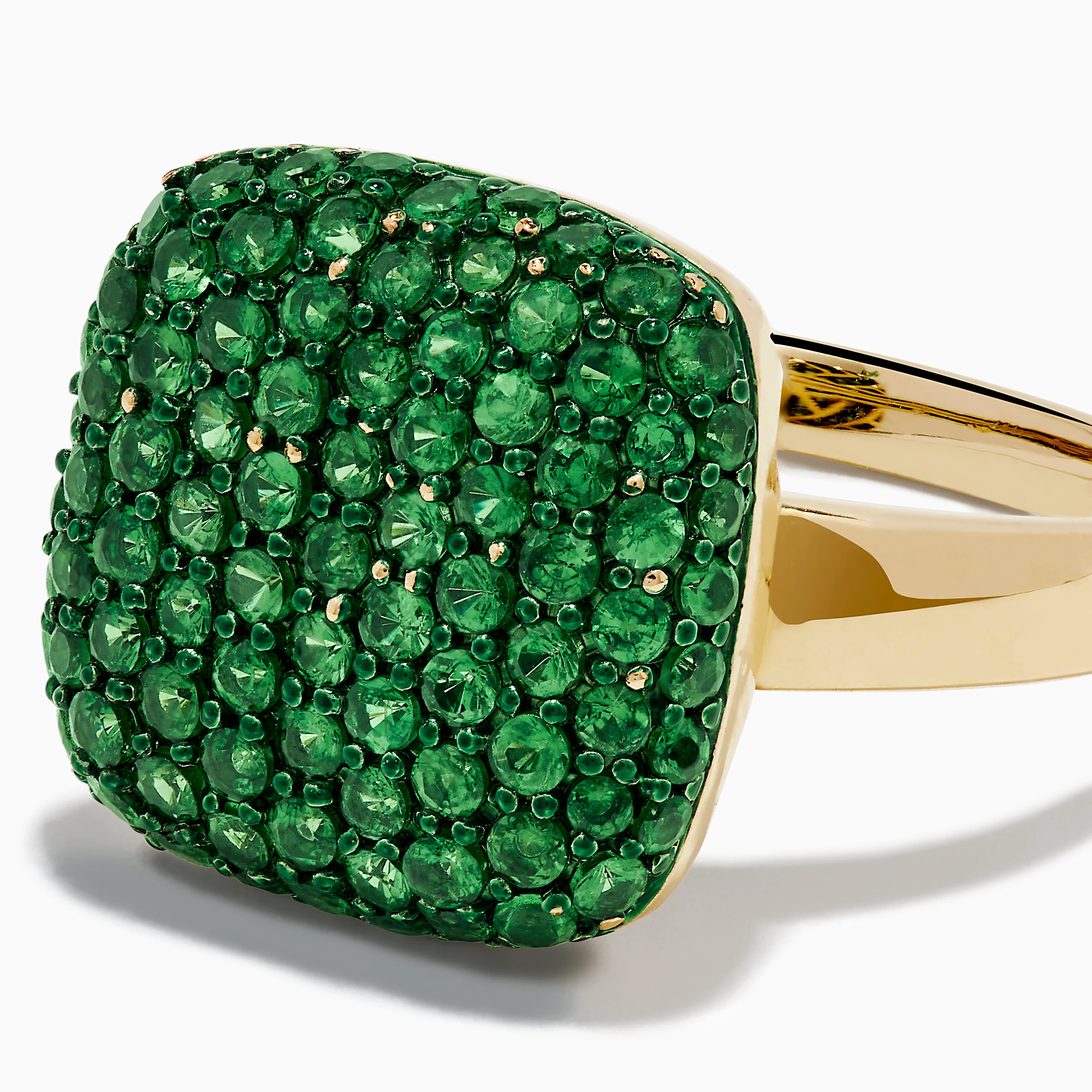 14K Yellow Gold Tsavorite Pave Ring with Green Rhodium - Image 2