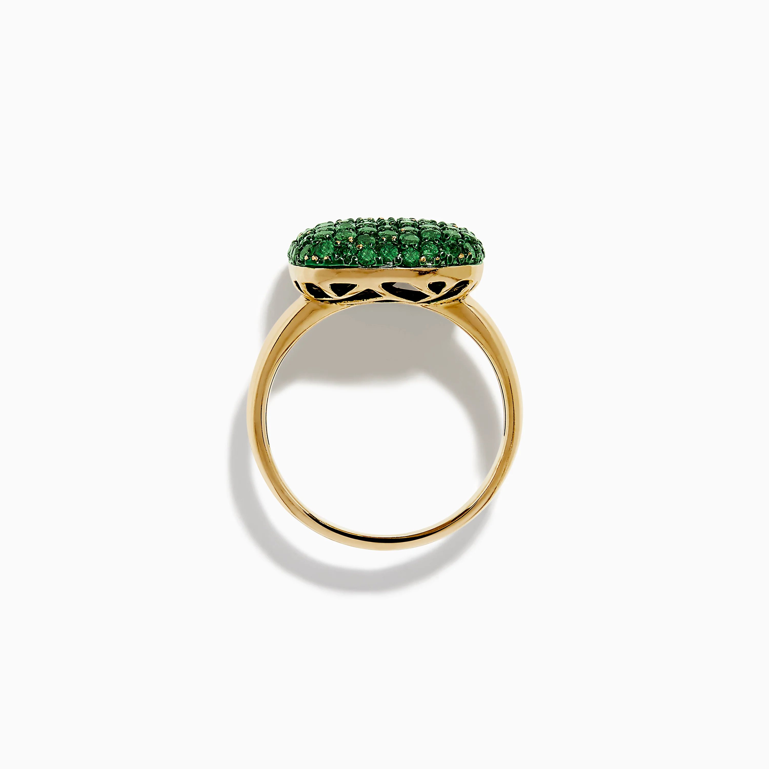 14K Yellow Gold Tsavorite Pave Ring with Green Rhodium - Image 3