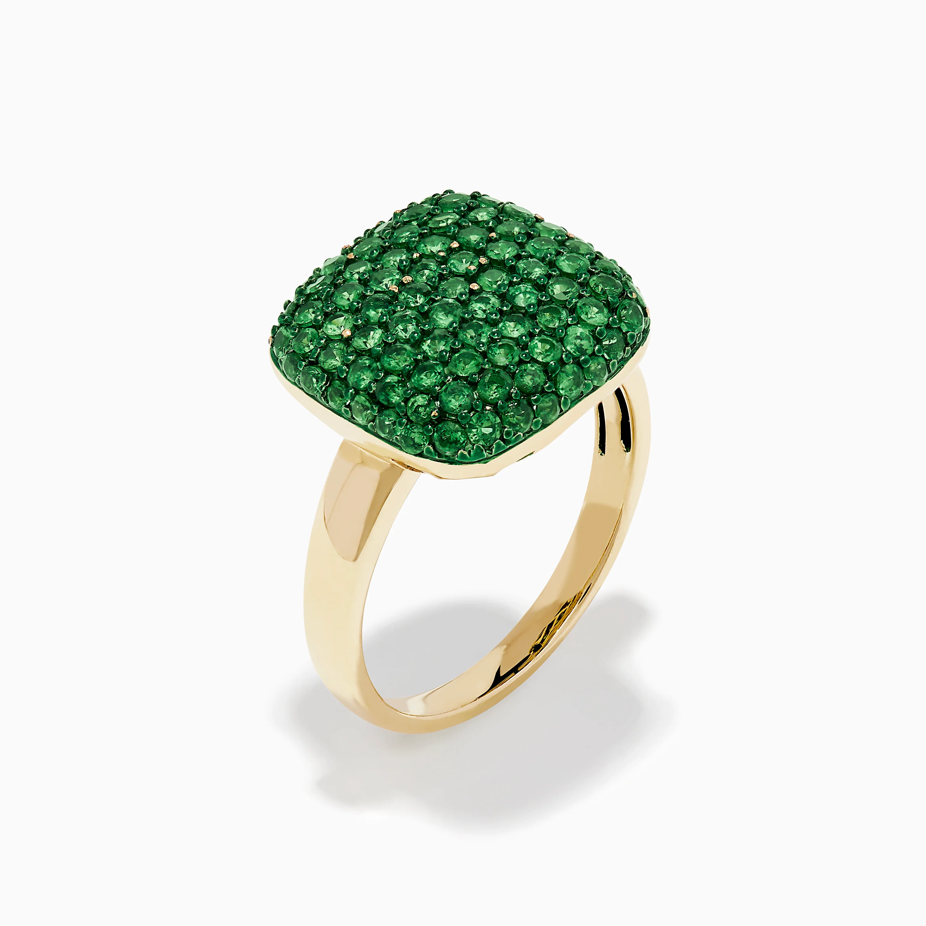 14K Yellow Gold Tsavorite Pave Ring with Green Rhodium - Image 4