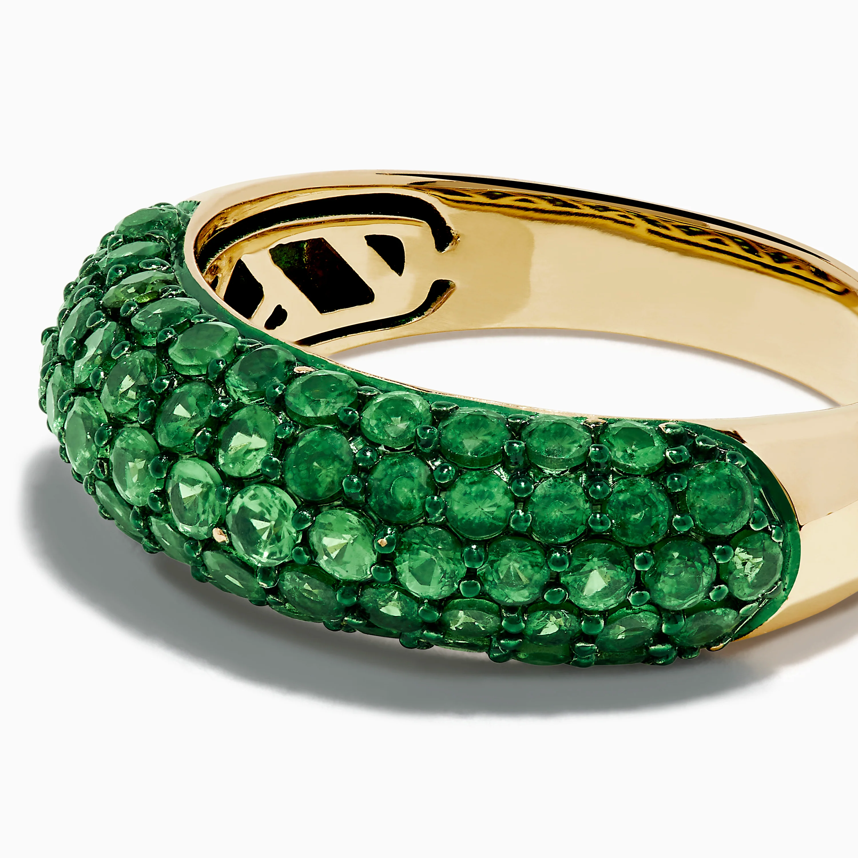 14K Yellow Gold Tsavorite Dome Band with Green Rhodium - Image 2
