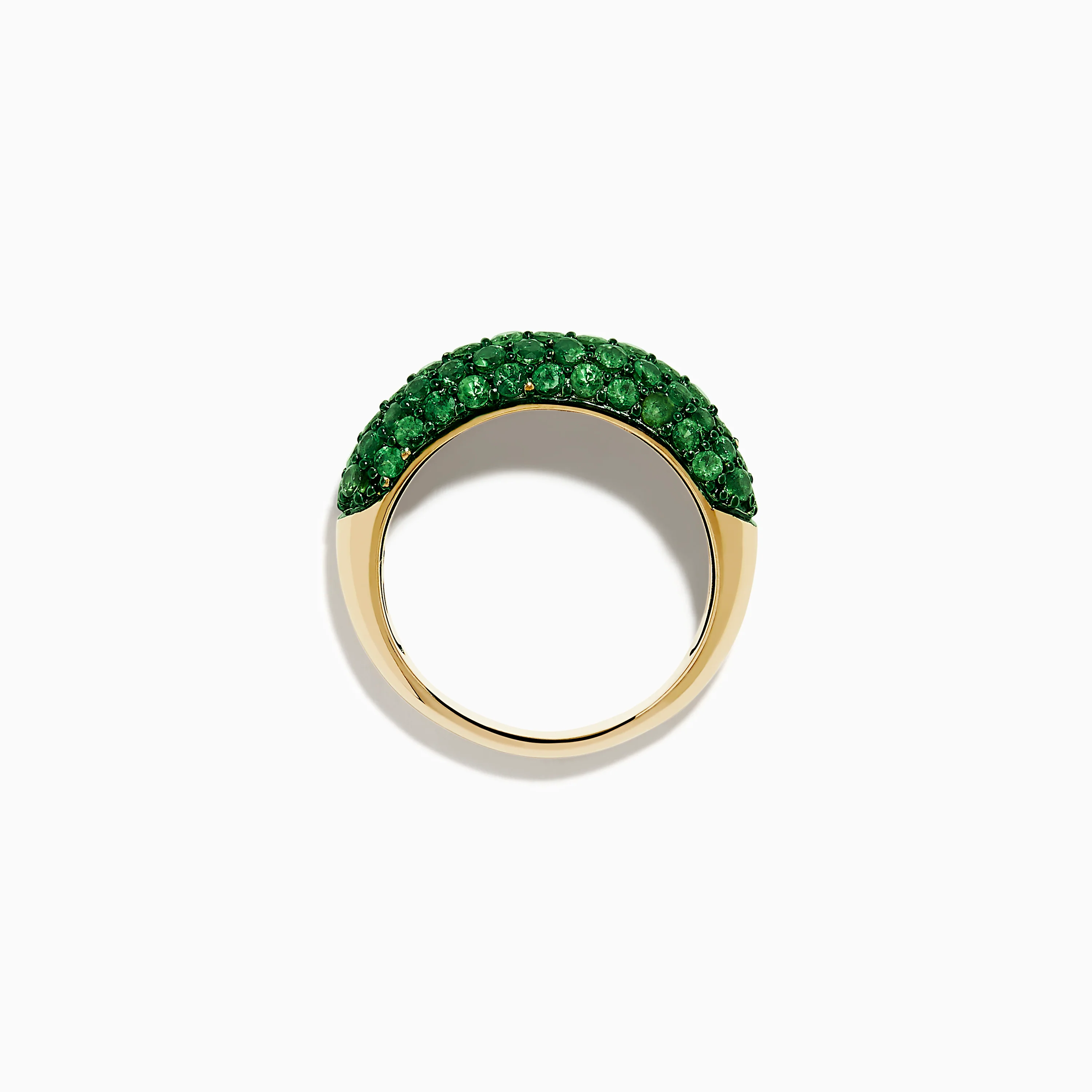 14K Yellow Gold Tsavorite Dome Band with Green Rhodium - Image 3