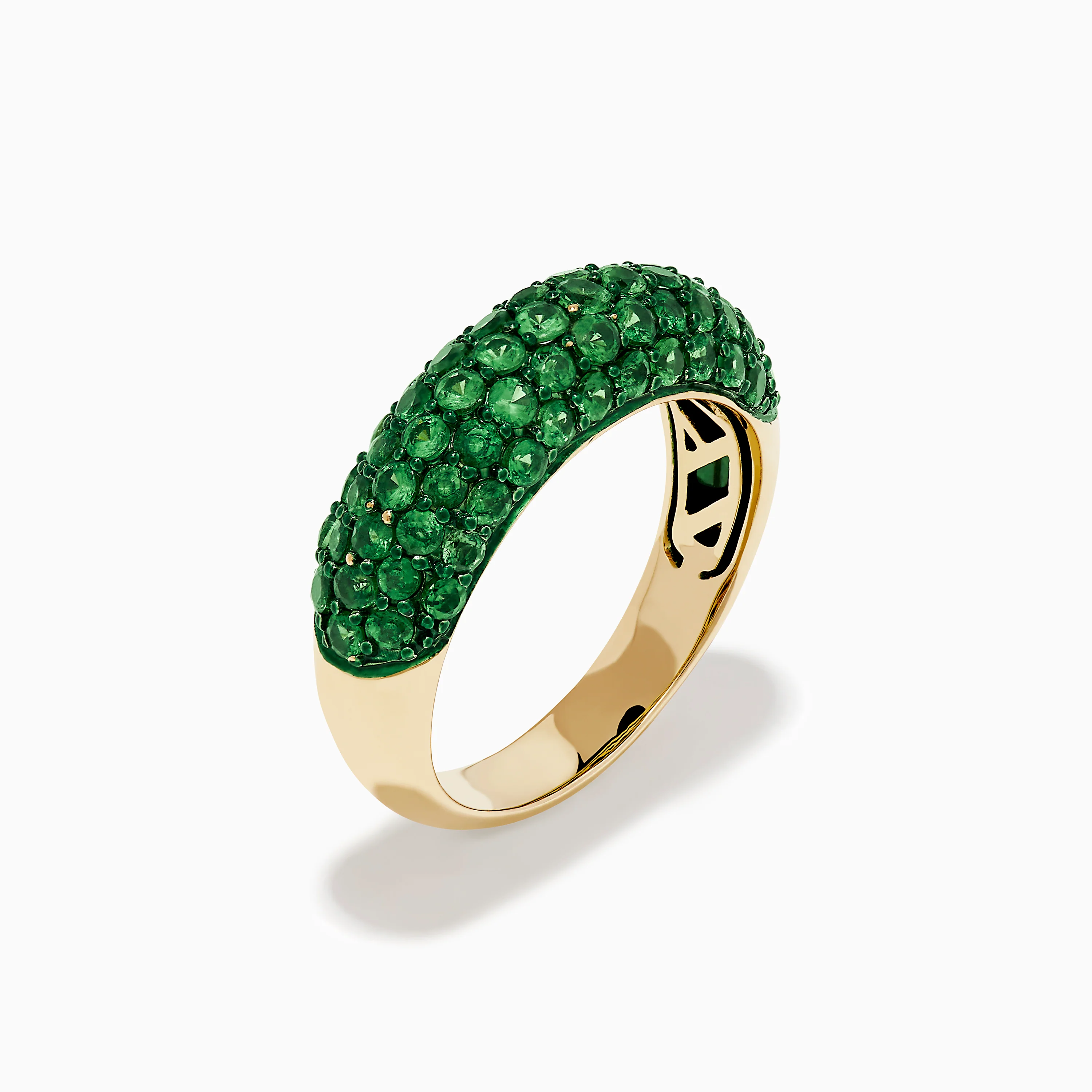 14K Yellow Gold Tsavorite Dome Band with Green Rhodium - Image 4