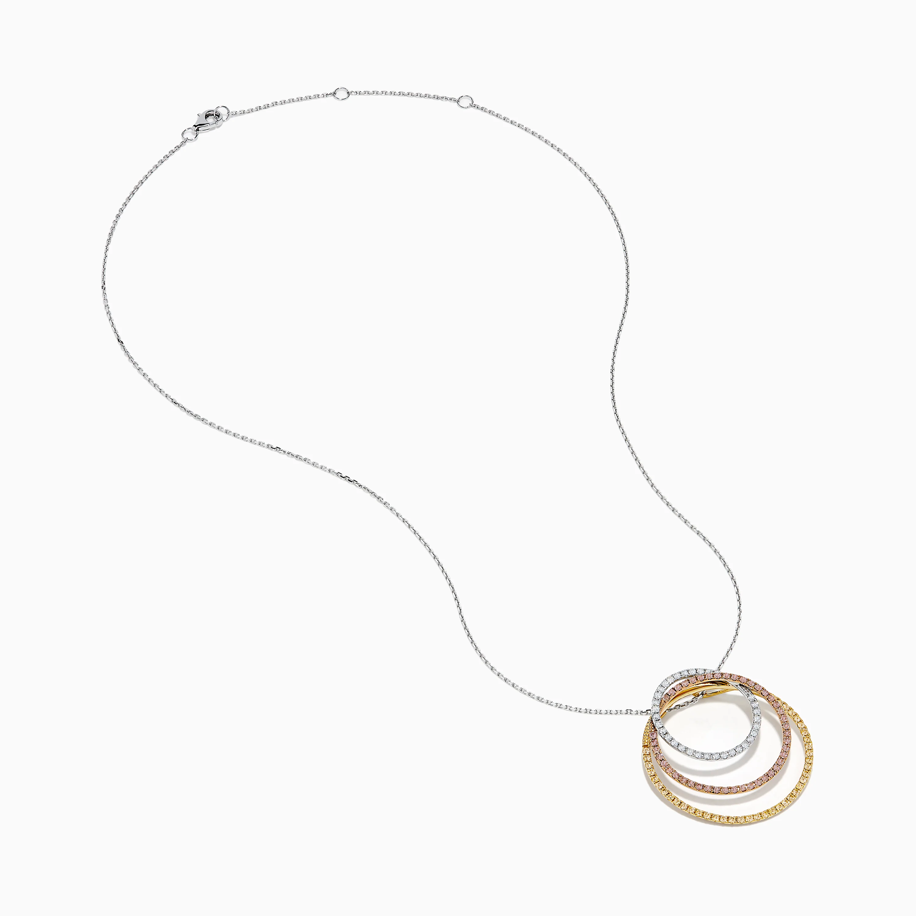 18K Gold Pink, Yellow and White Diamond Circles Pendant - Image 2