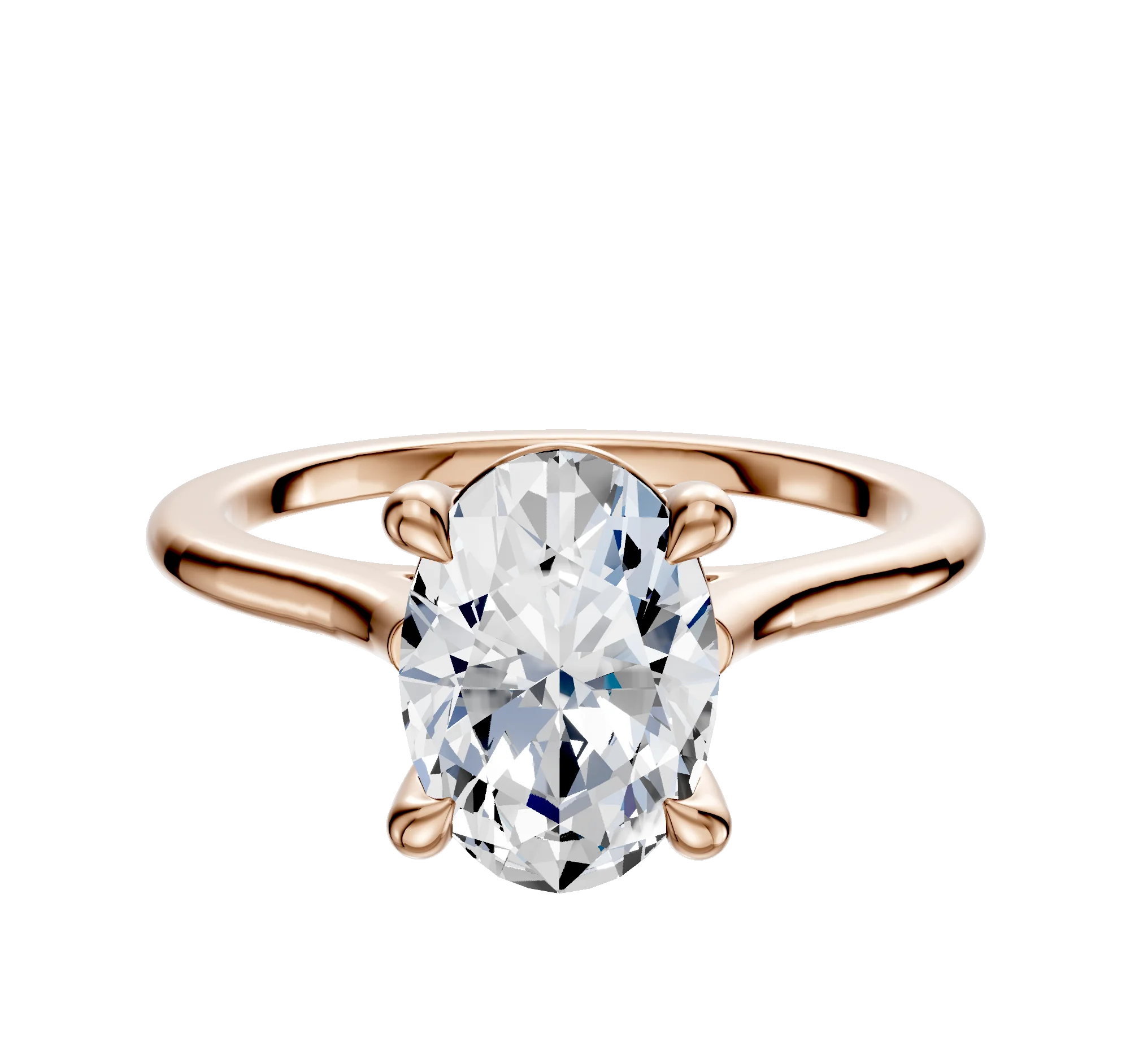 18K Rose Gold 4 Prong Basket Cathedral Dome 1.5mm Engagement Ring
