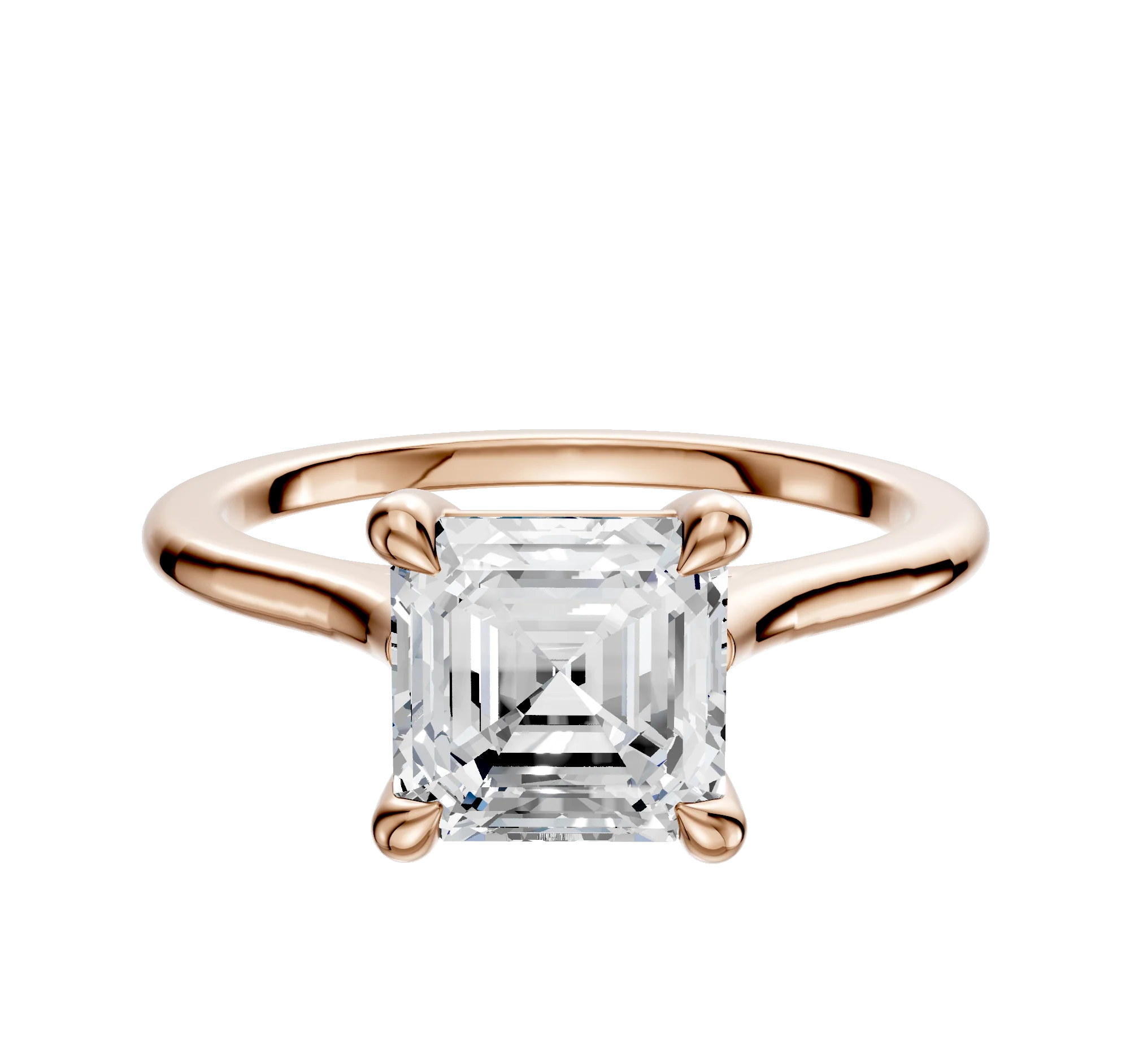 18K Rose Gold 4 Prong Basket Cathedral Dome 1.5mm Engagement Ring