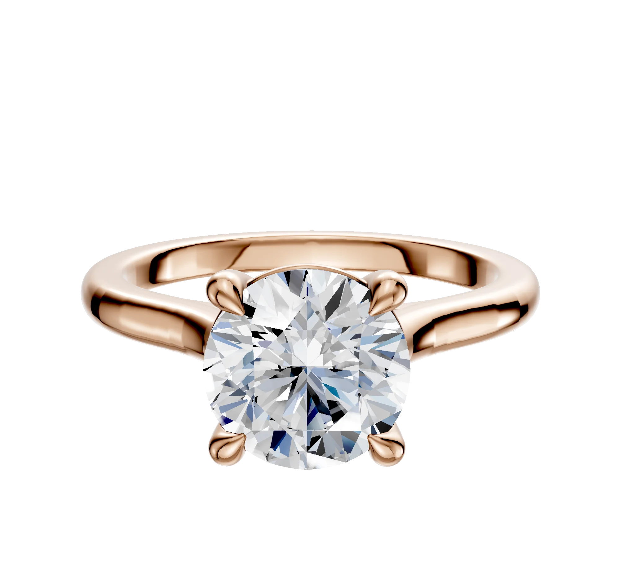 18K Rose Gold 4 Prong Basket Cathedral Dome 2.0mm Engagement Ring