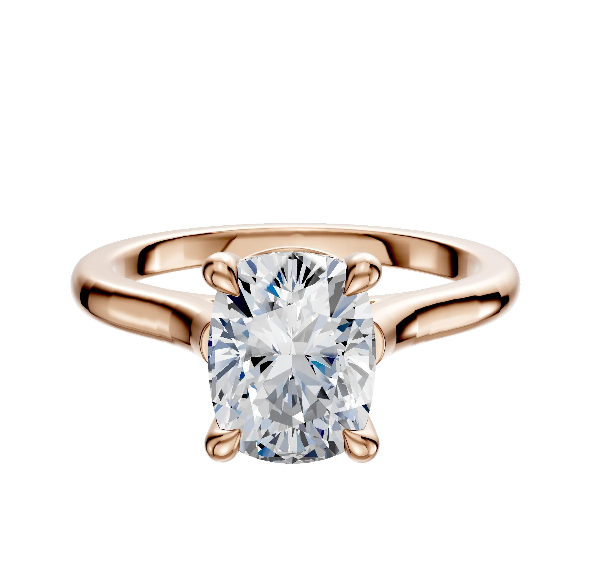 18K Rose Gold 4 Prong Basket Cathedral Dome 2.0mm Engagement Ring