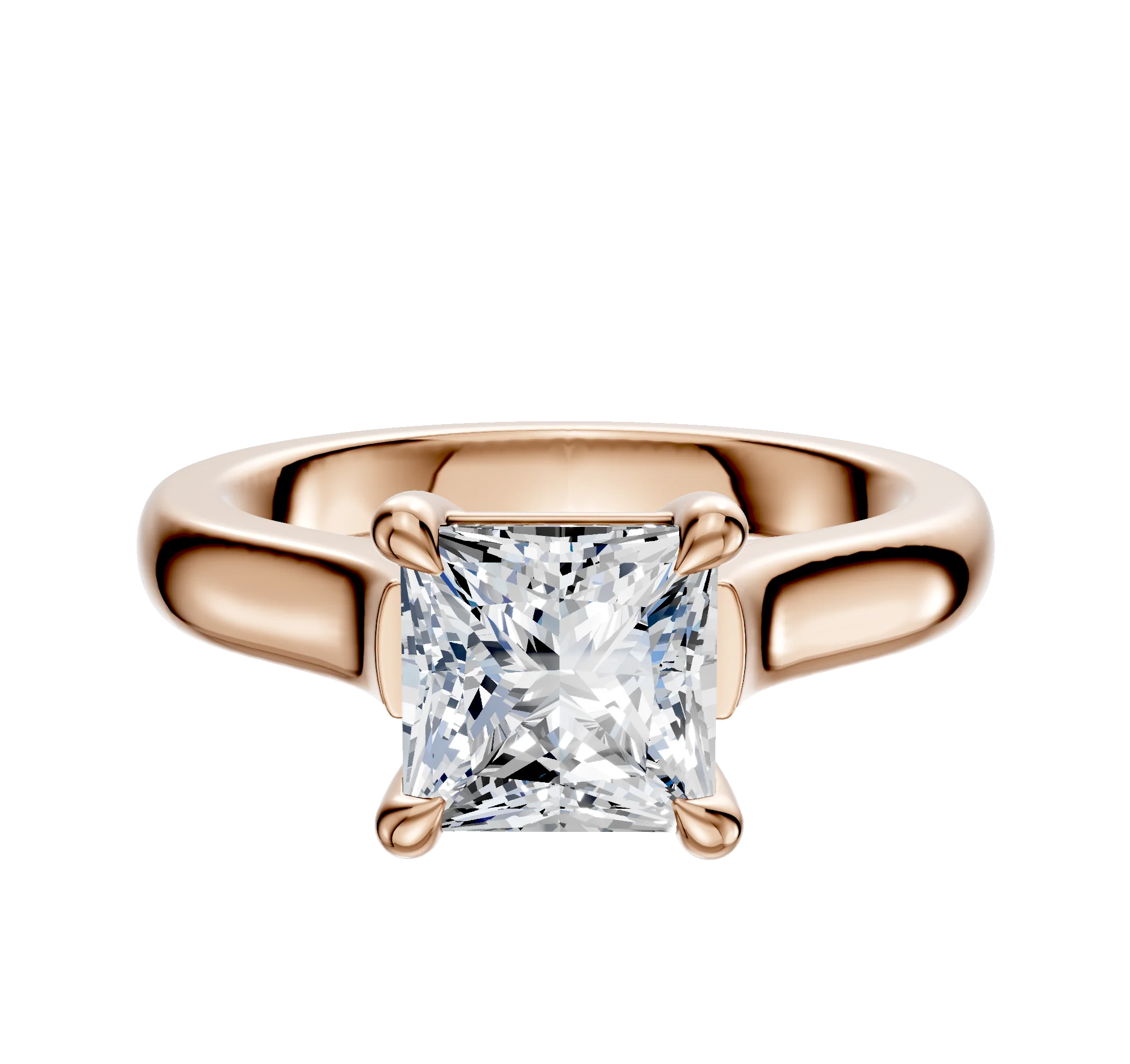 18K Rose Gold 4 Prong Basket Cathedral Dome 3.0mm Engagement Ring