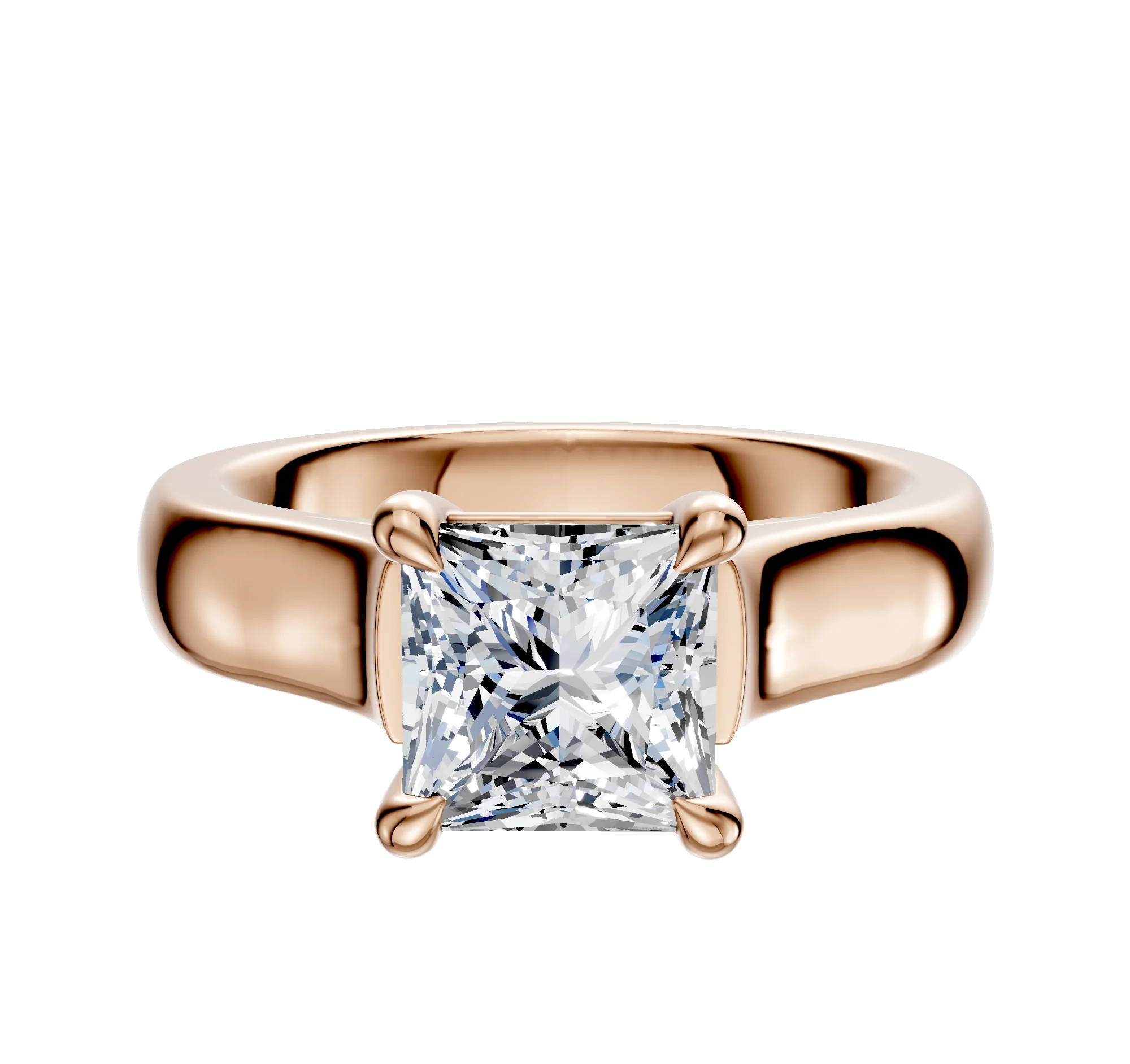 18K Rose Gold 4 Prong Basket Cathedral Dome 4.0mm Engagement Ring