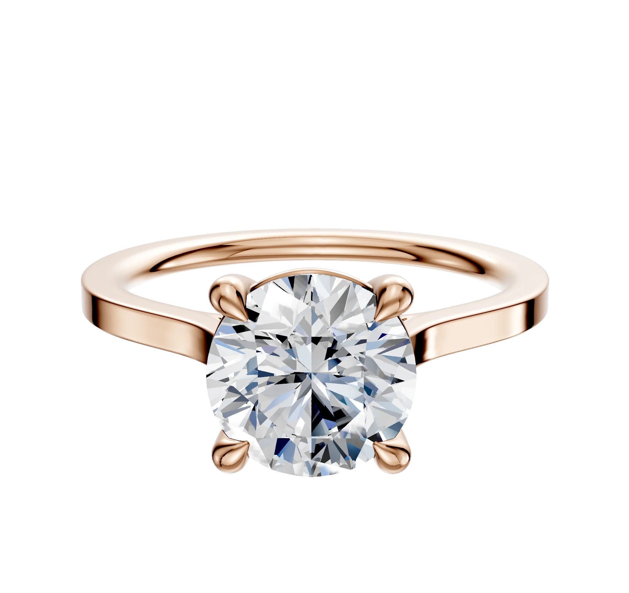 18K Rose Gold 4 Prong Basket Cathedral Flat 1.5mm Engagement Ring
