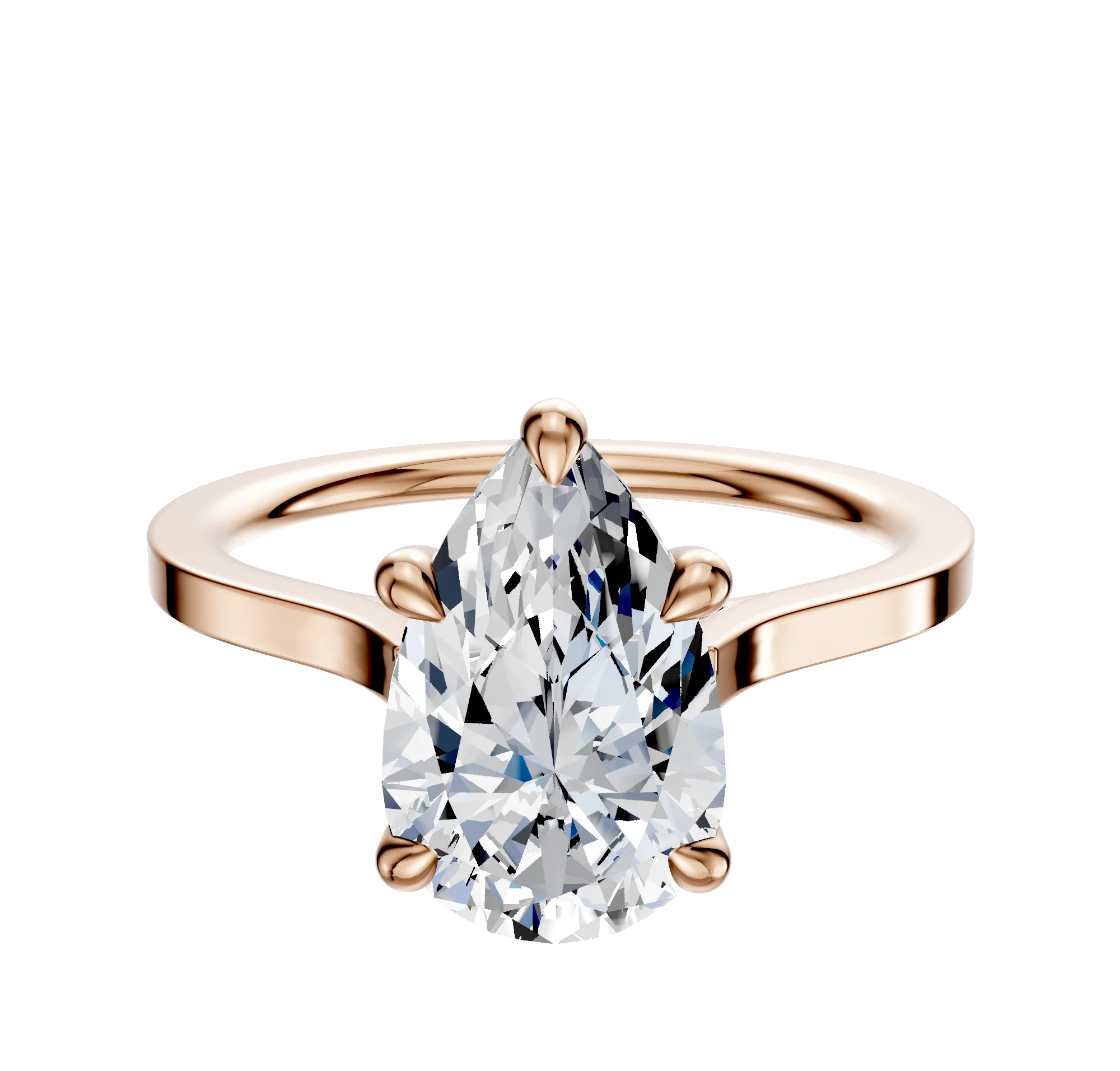 18K Rose Gold 4 Prong Basket Cathedral Flat 1.5mm Engagement Ring
