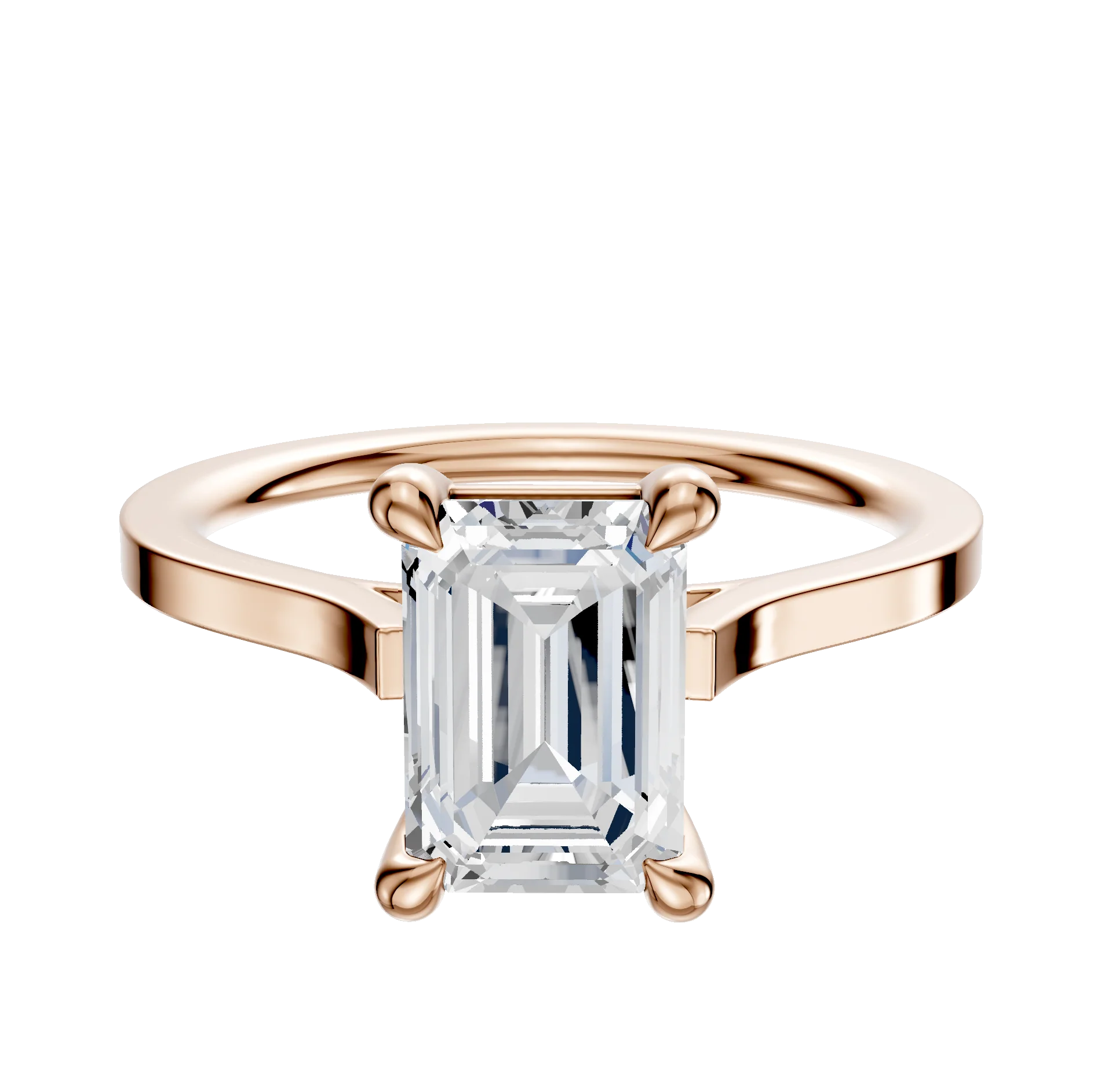 18K Rose Gold 4 Prong Basket Cathedral Flat 1.5mm Engagement Ring
