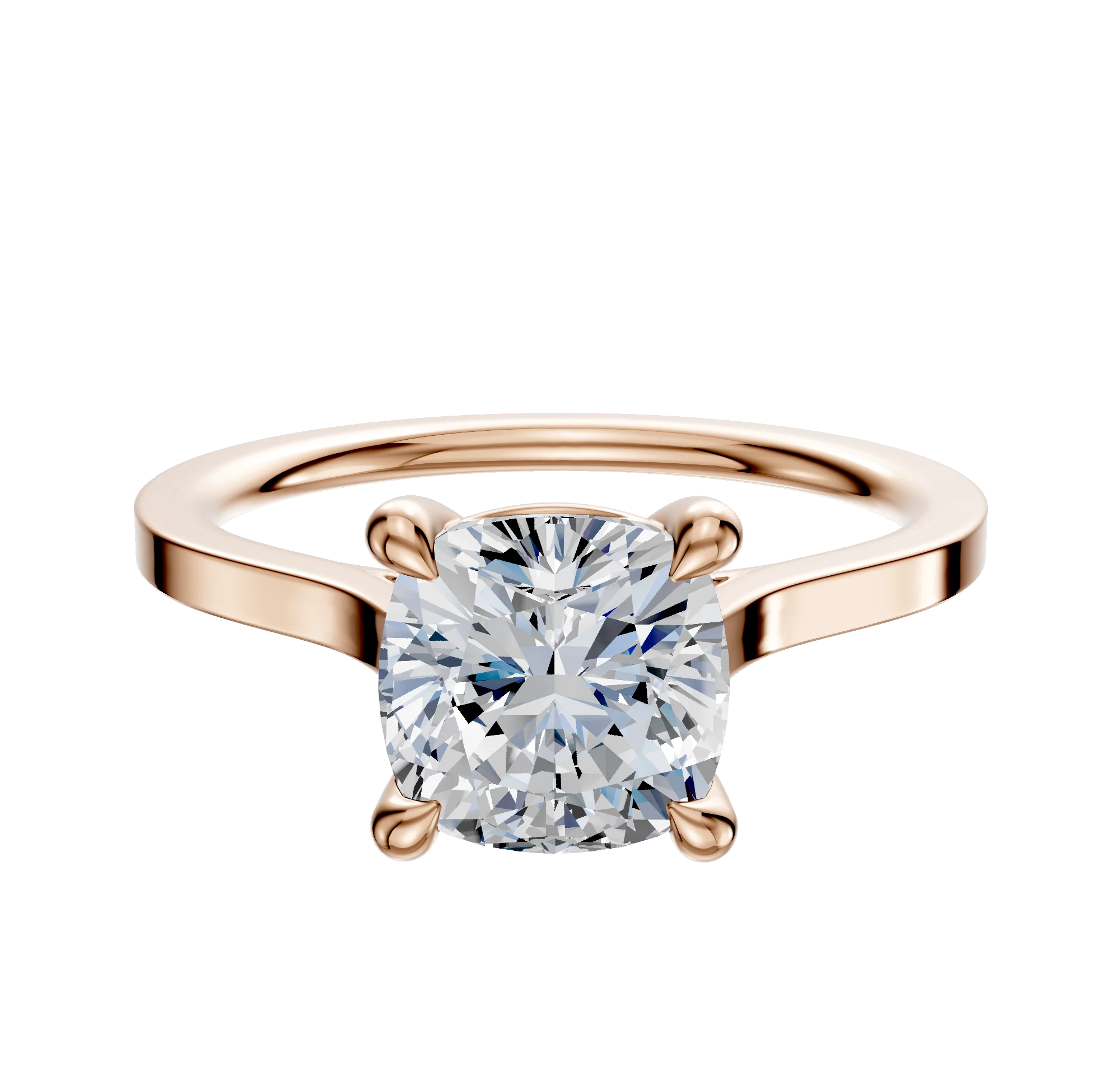 18K Rose Gold 4 Prong Basket Cathedral Flat 1.5mm Engagement Ring