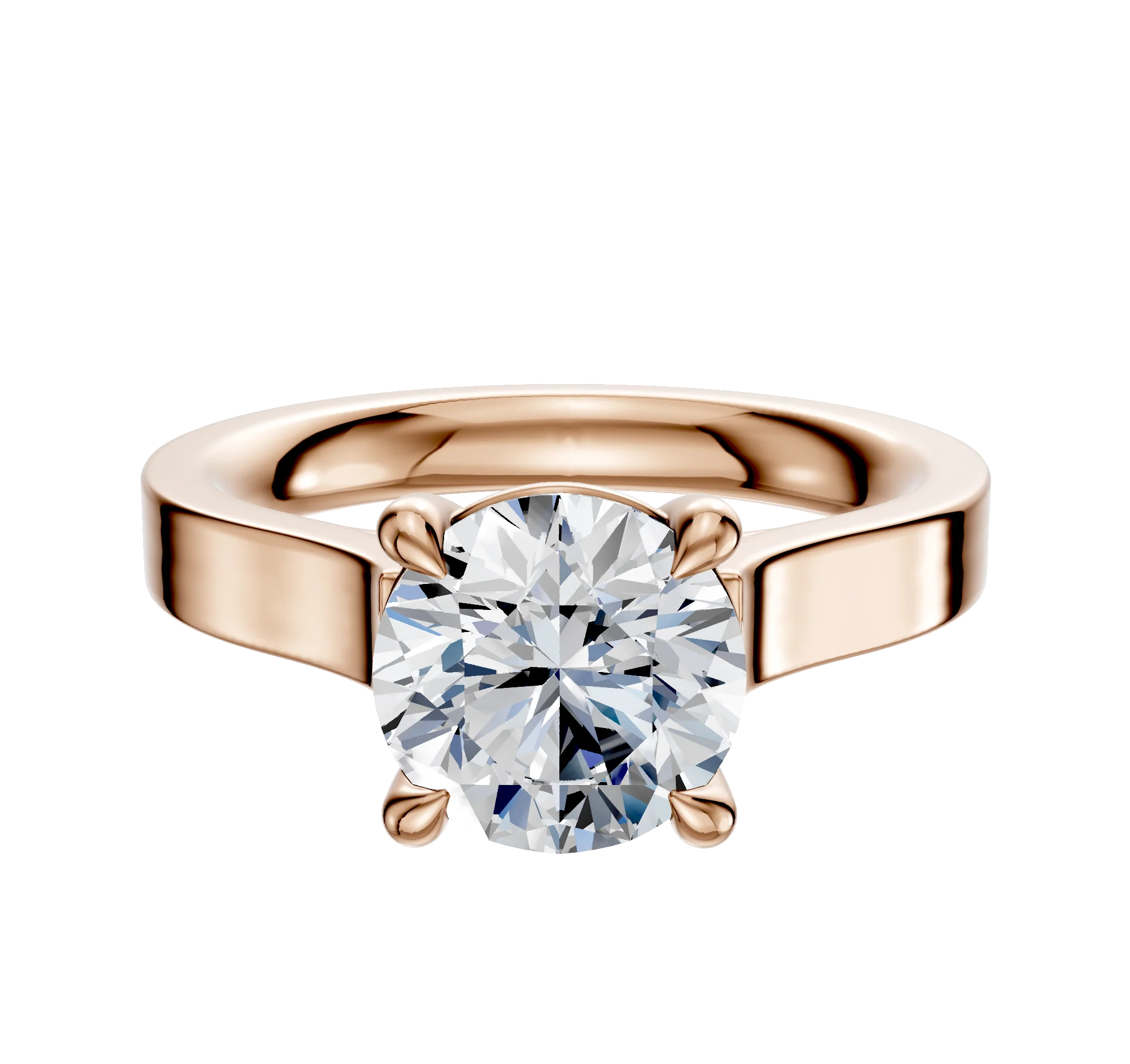 18K Rose Gold 4 Prong Basket Cathedral Flat 3.0mm Engagement Ring