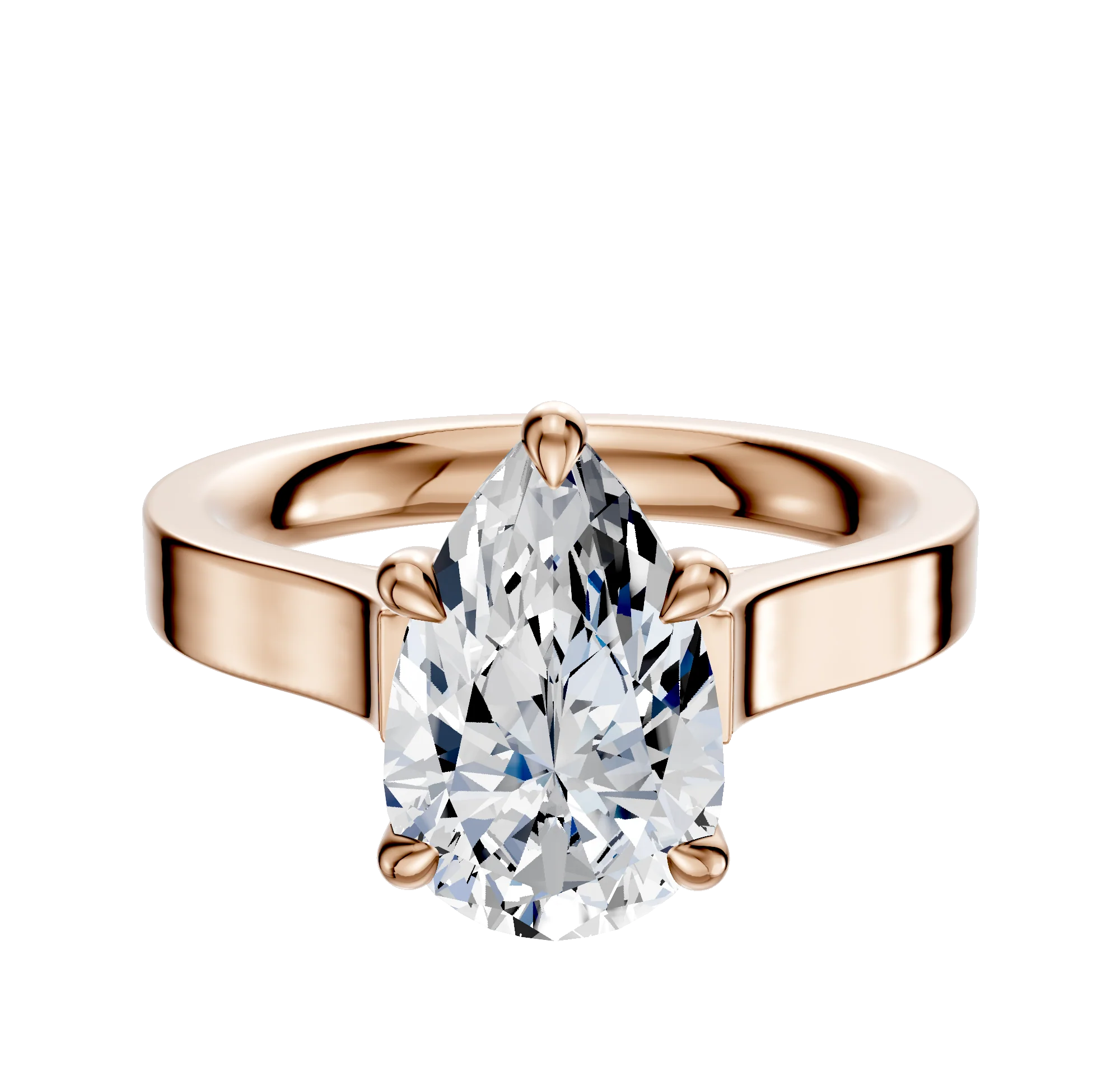 18K Rose Gold 4 Prong Basket Cathedral Flat 3.0mm Engagement Ring