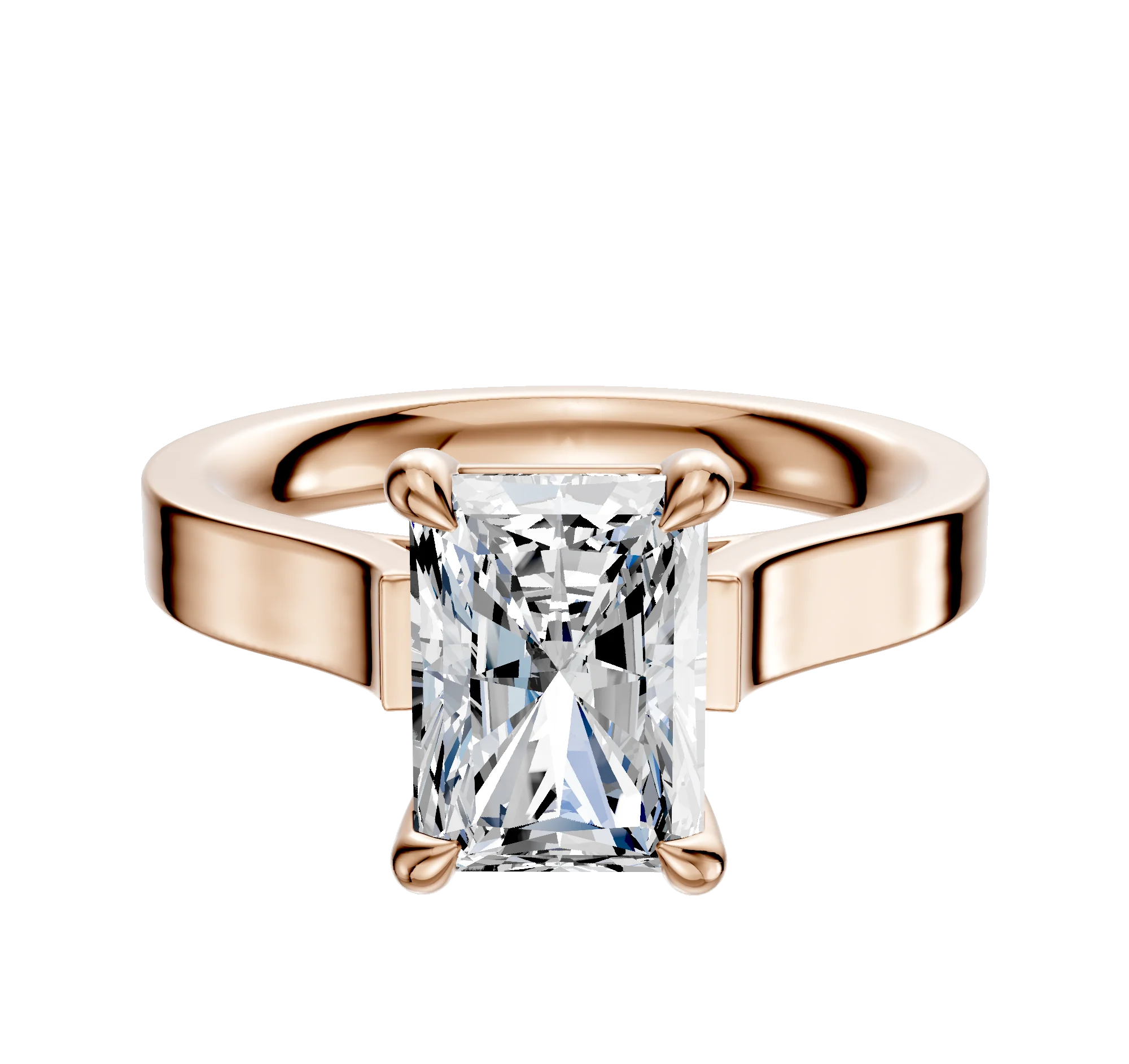 18K Rose Gold 4 Prong Basket Cathedral Flat 3.0mm Engagement Ring