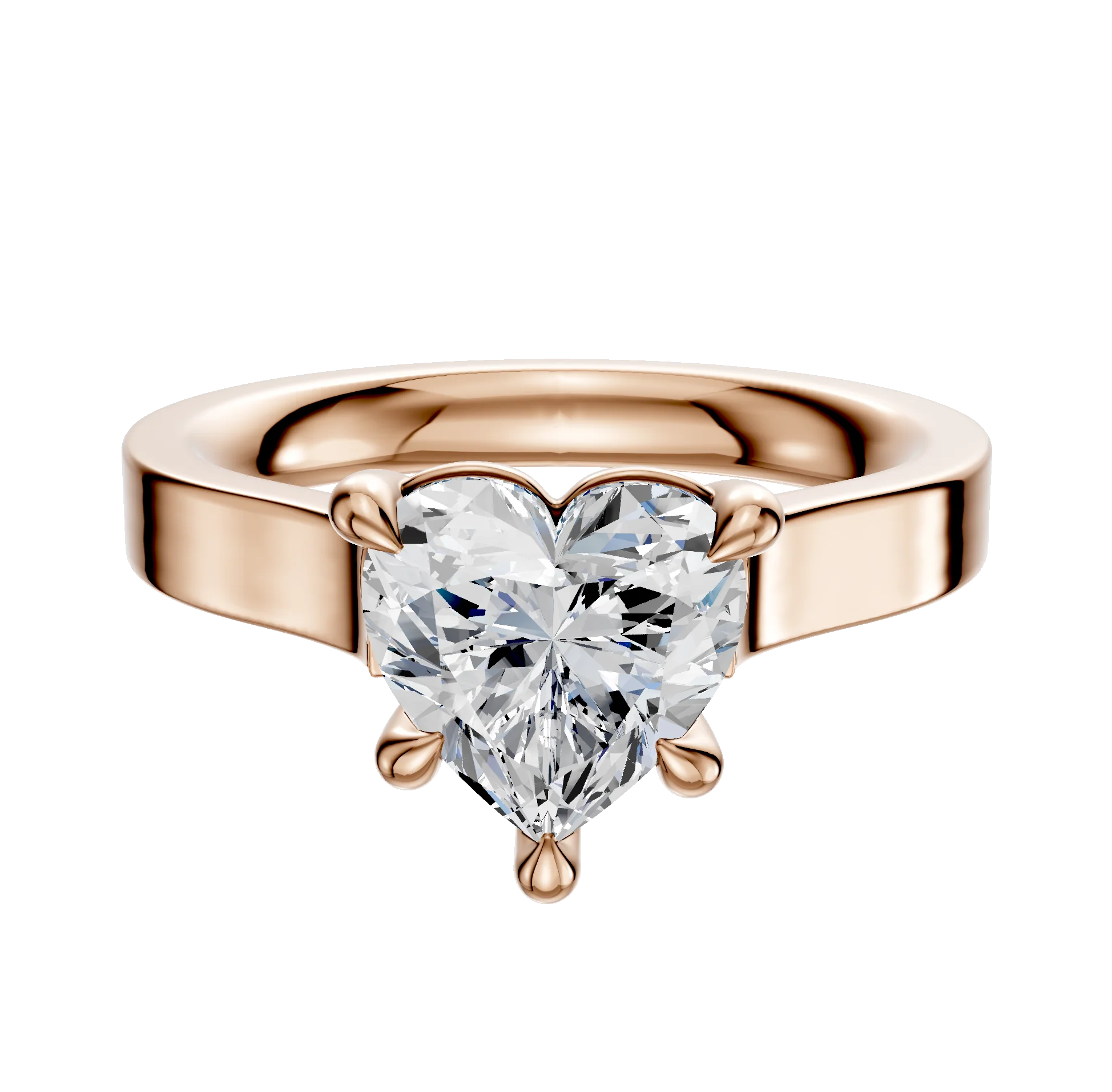 18K Rose Gold 4 Prong Basket Cathedral Flat 3.0mm Engagement Ring