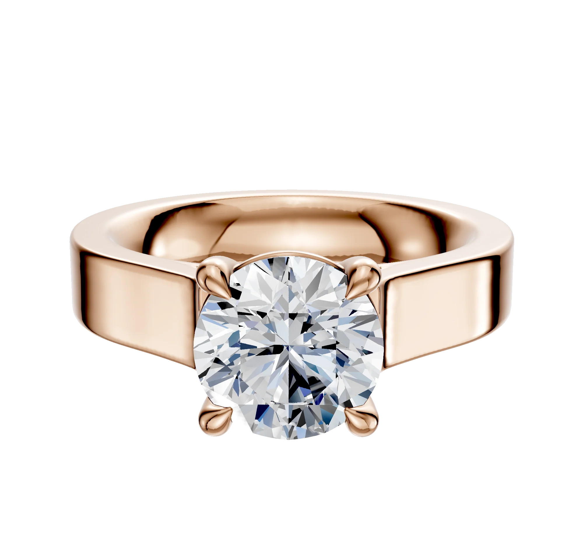 18K Rose Gold 4 Prong Basket Cathedral Flat 4.0mm Engagement Ring