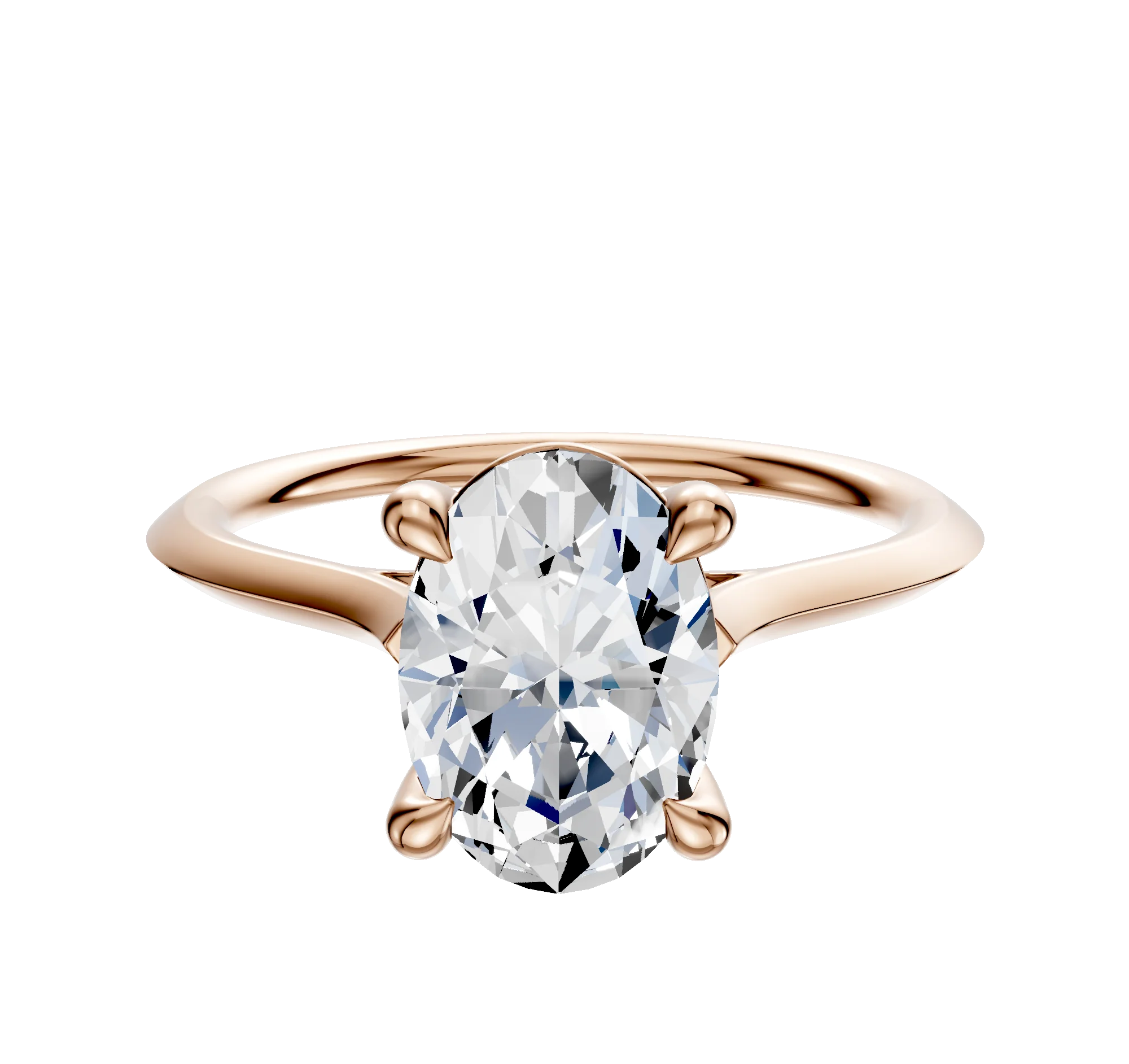 18K Rose Gold 4 Prong Basket Cathedral Knife Edge 1.5mm Engagement Ring