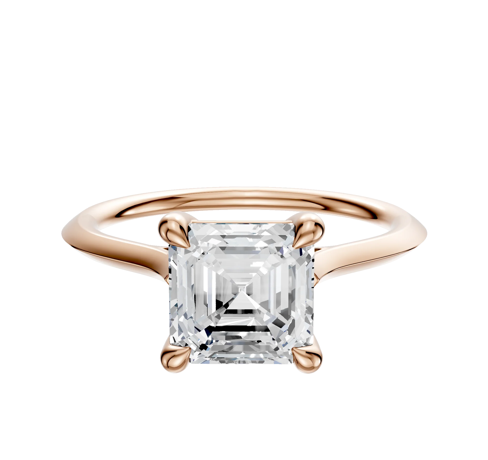 18K Rose Gold 4 Prong Basket Cathedral Knife Edge 1.5mm Engagement Ring