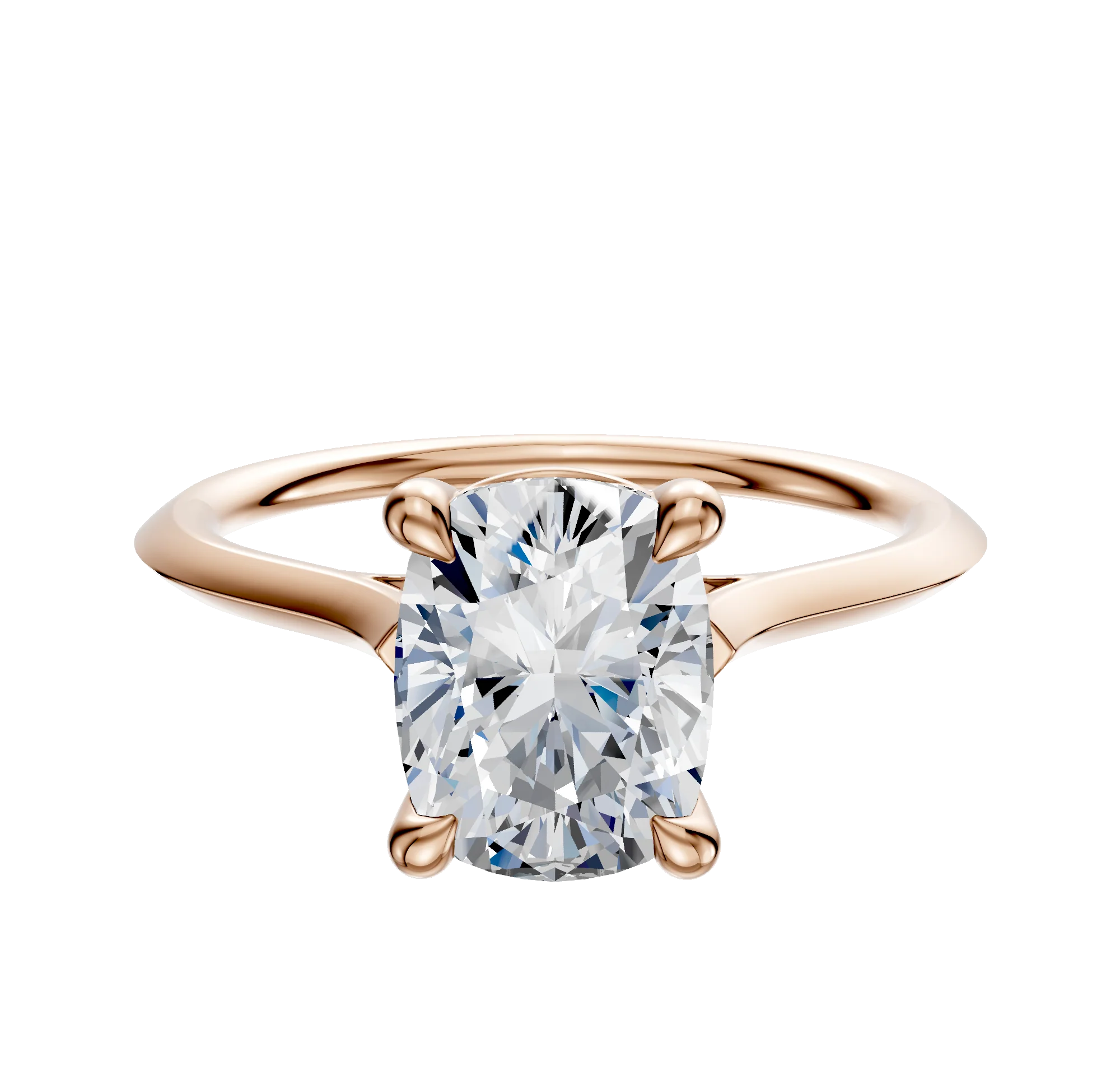 18K Rose Gold 4 Prong Basket Cathedral Knife Edge 1.5mm Engagement Ring