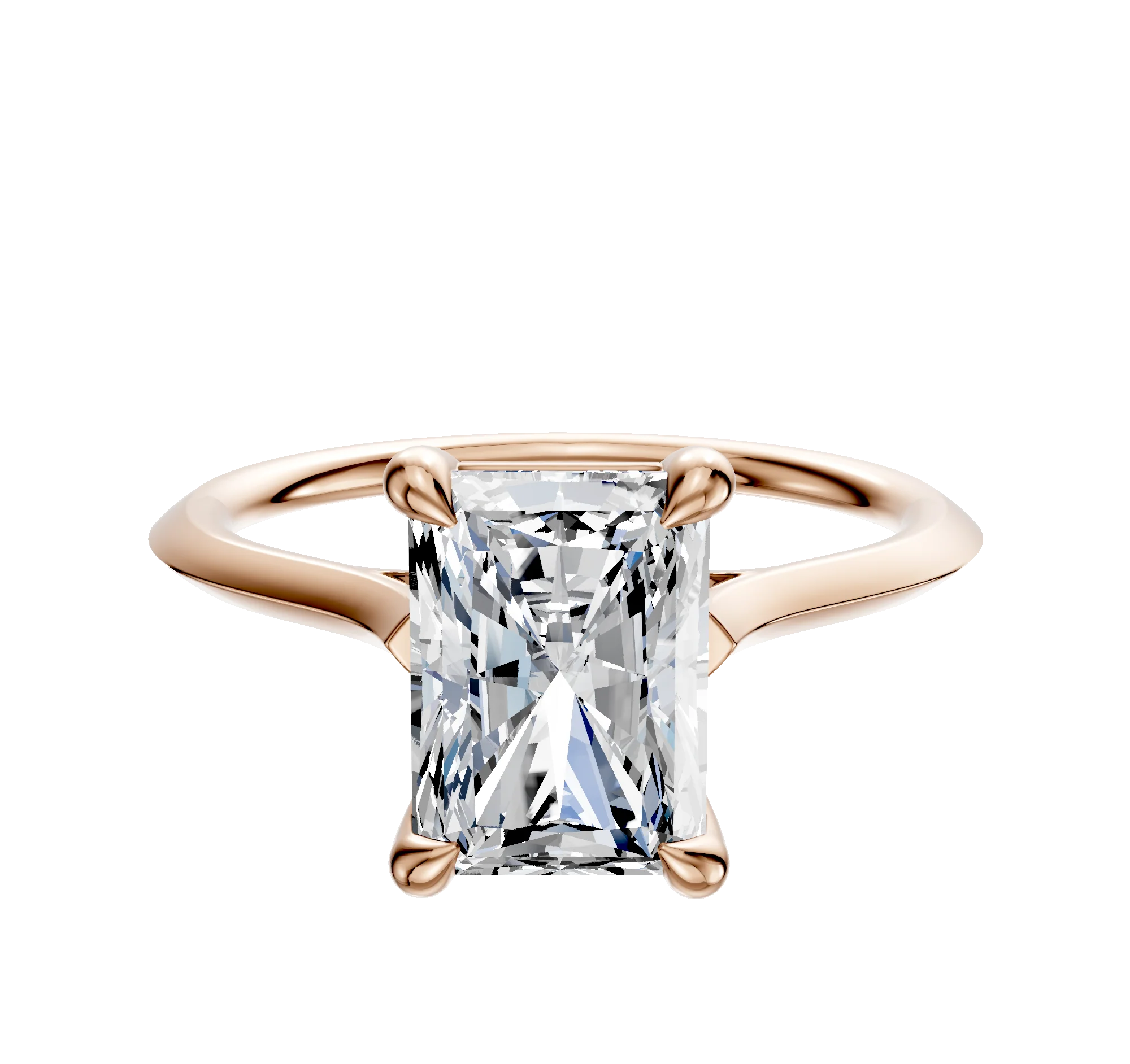 18K Rose Gold 4 Prong Basket Cathedral Knife Edge 1.5mm Engagement Ring