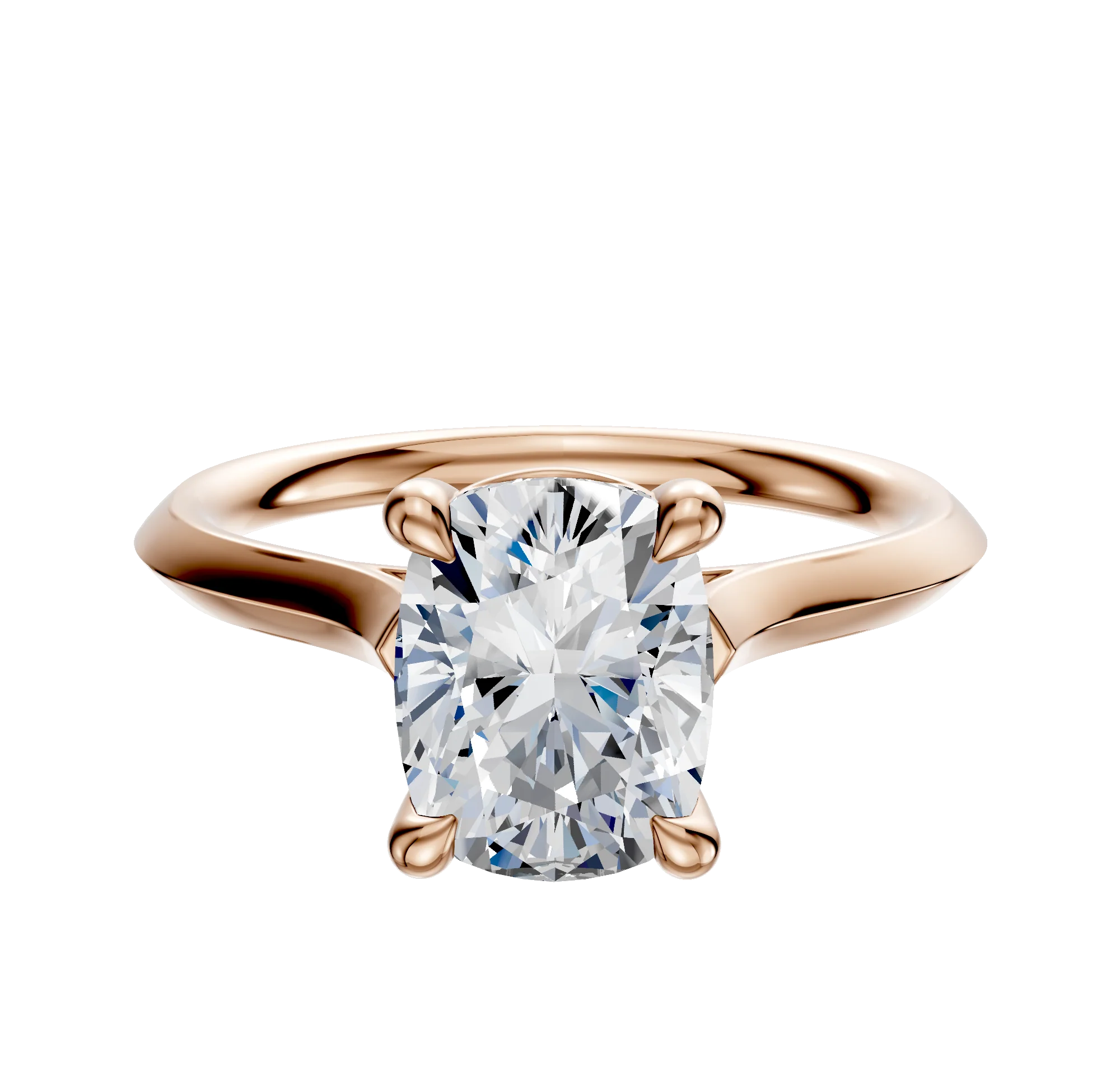18K Rose Gold 4 Prong Basket Cathedral Knife Edge 2.0mm Engagement Ring