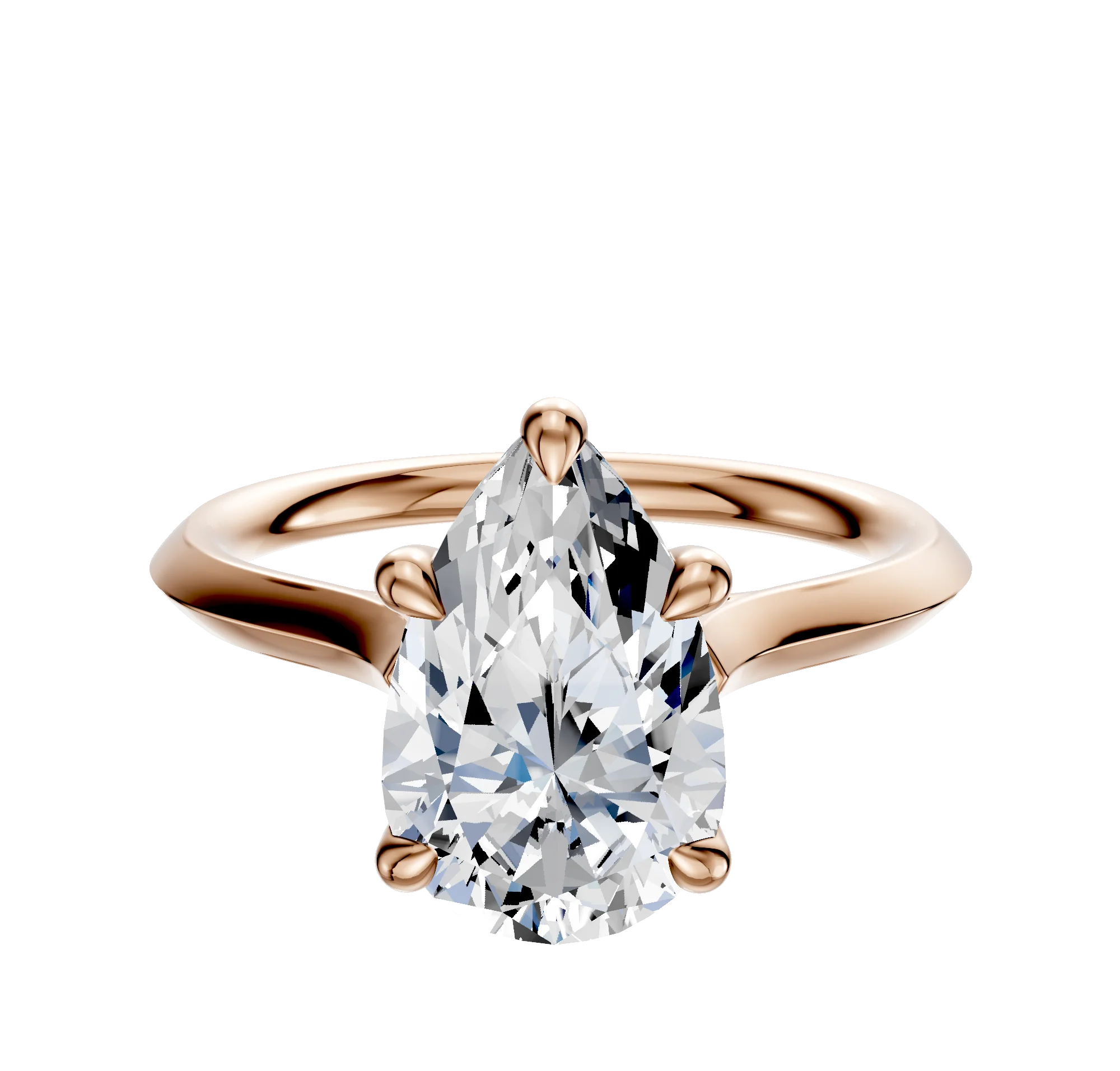 18K Rose Gold 4 Prong Basket Cathedral Knife Edge 2.0mm Engagement Ring
