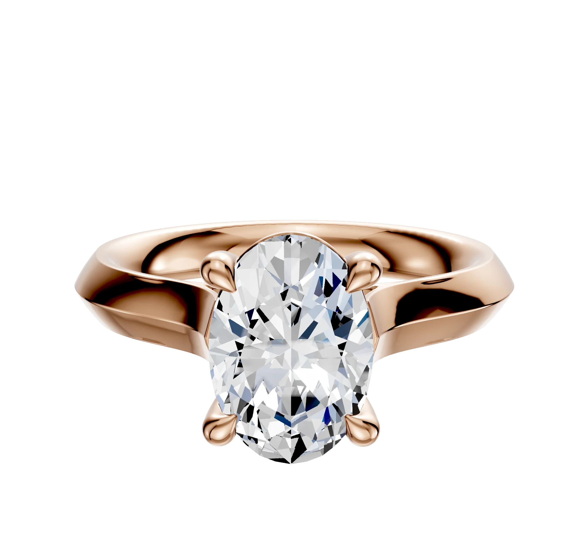 18K Rose Gold 4 Prong Basket Cathedral Knife Edge 3.0mm Engagement Ring