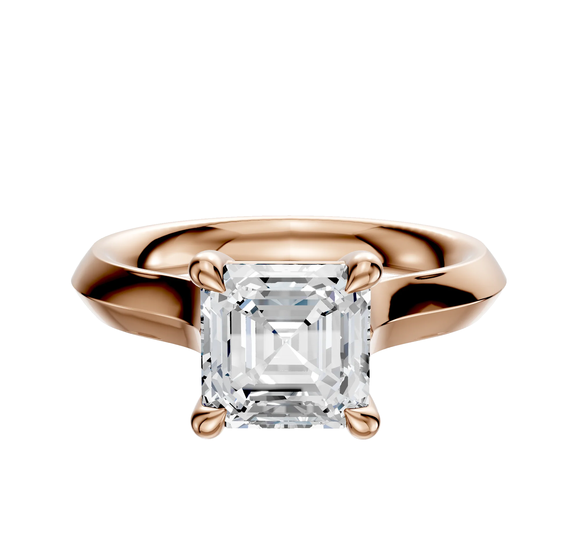18K Rose Gold 4 Prong Basket Cathedral Knife Edge 3.0mm Engagement Ring
