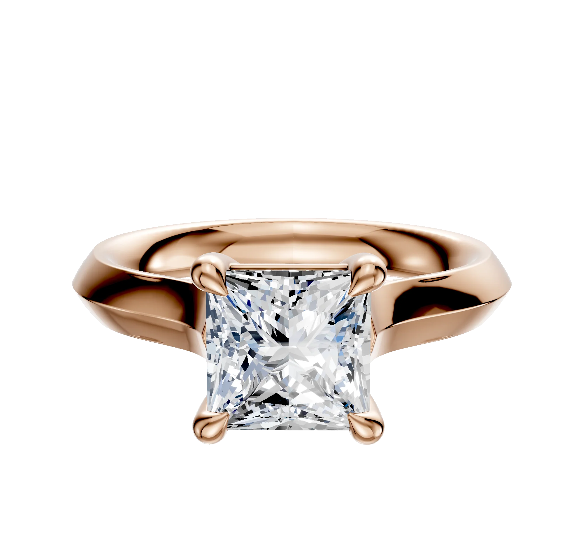 18K Rose Gold 4 Prong Basket Cathedral Knife Edge 3.0mm Engagement Ring