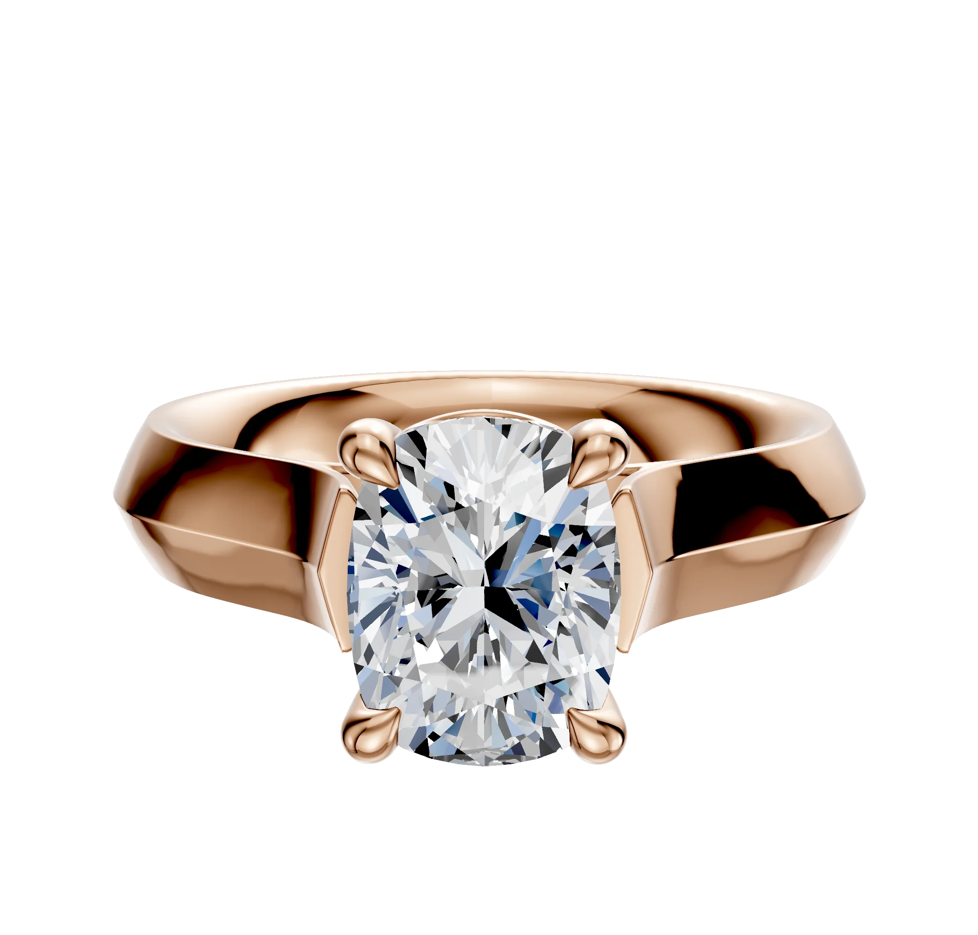 18K Rose Gold 4 Prong Basket Cathedral Knife Edge 4.0mm Engagement Ring
