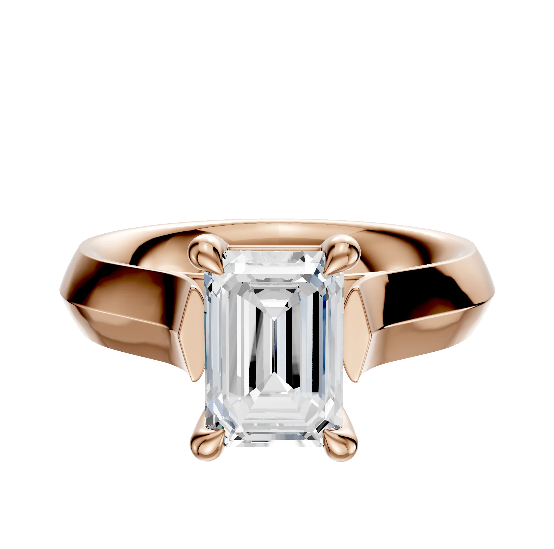 18K Rose Gold 4 Prong Basket Cathedral Knife Edge 4.0mm Engagement Ring