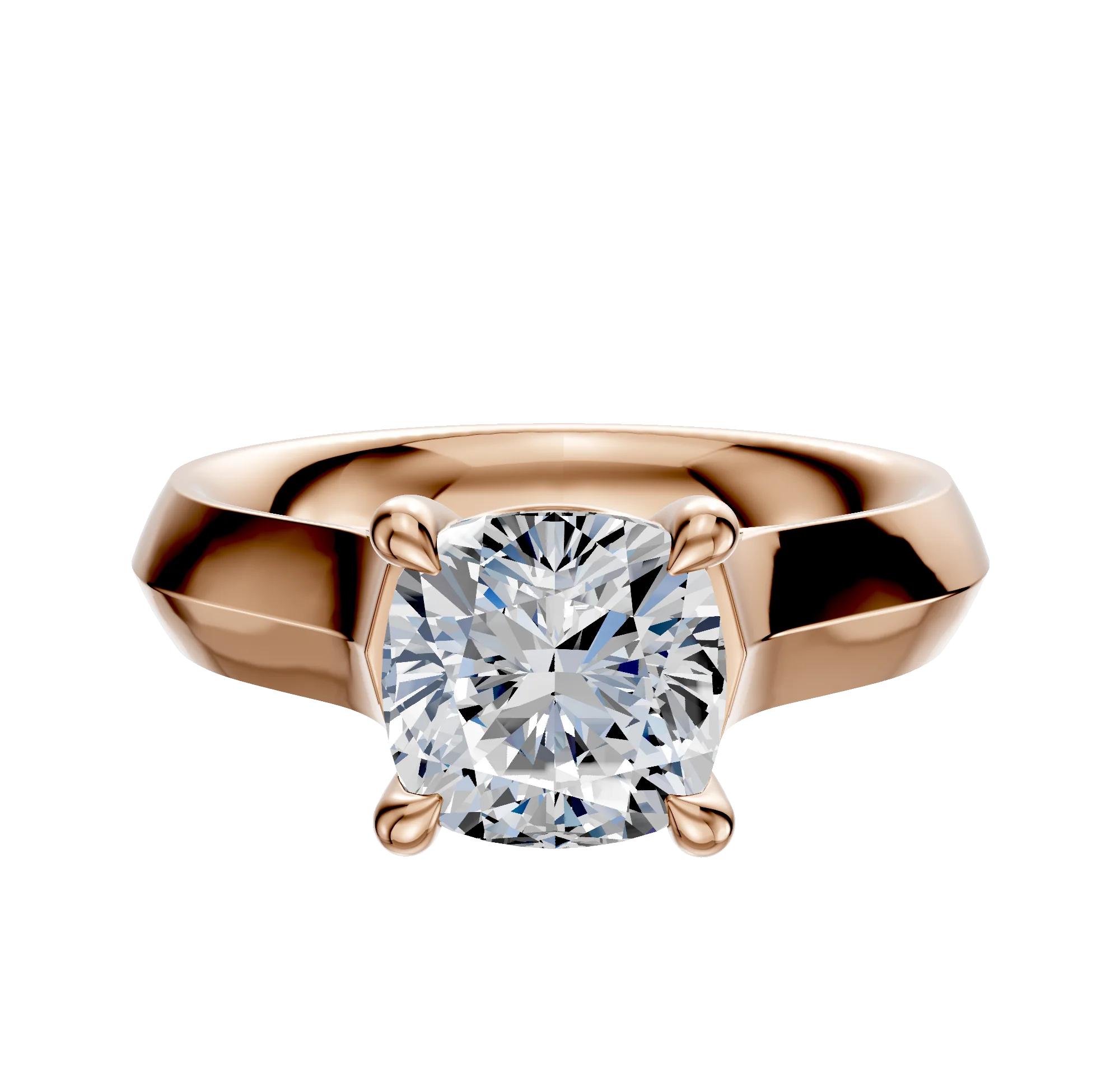 18K Rose Gold 4 Prong Basket Cathedral Knife Edge 4.0mm Engagement Ring