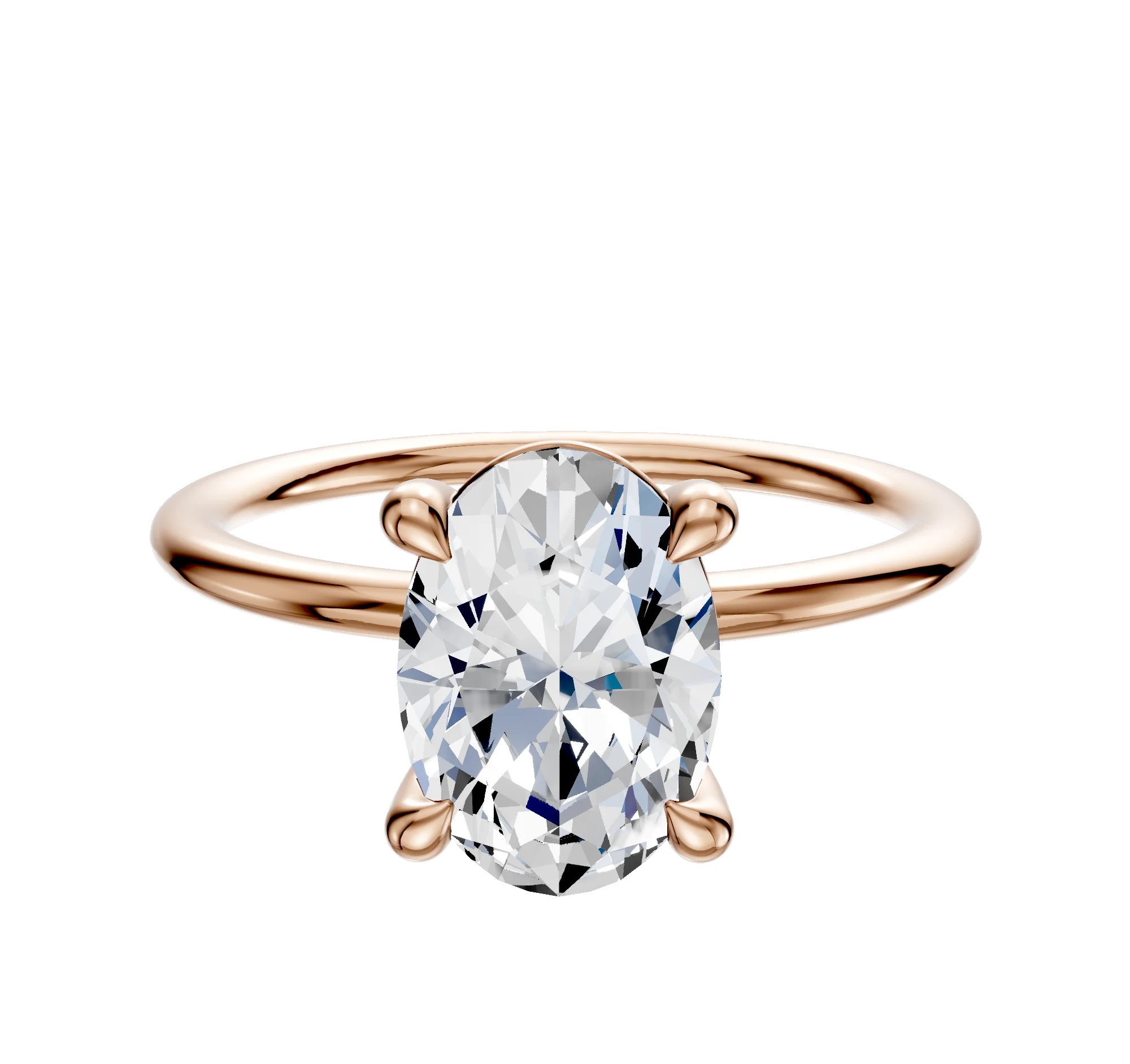 18K Rose Gold 4 Prong Basket Classic Dome 1.5mm Engagement Ring
