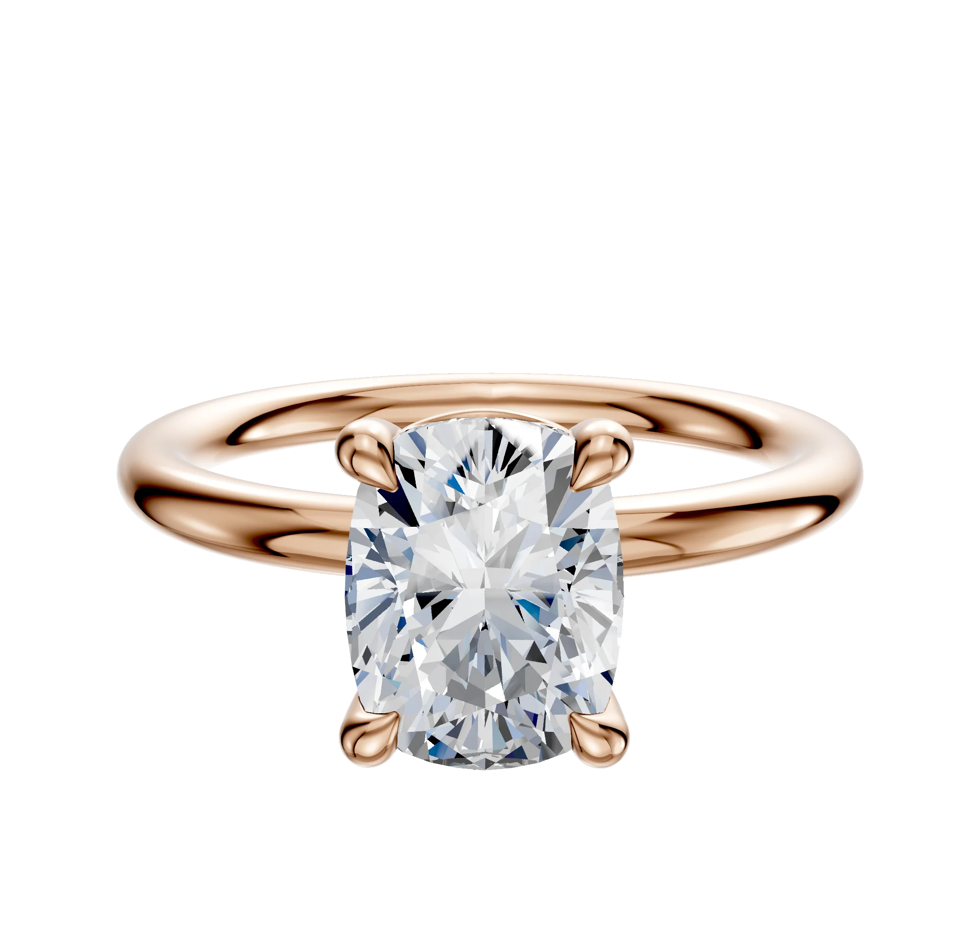 18K Rose Gold 4 Prong Basket Classic Dome 2.0mm Engagement Ring