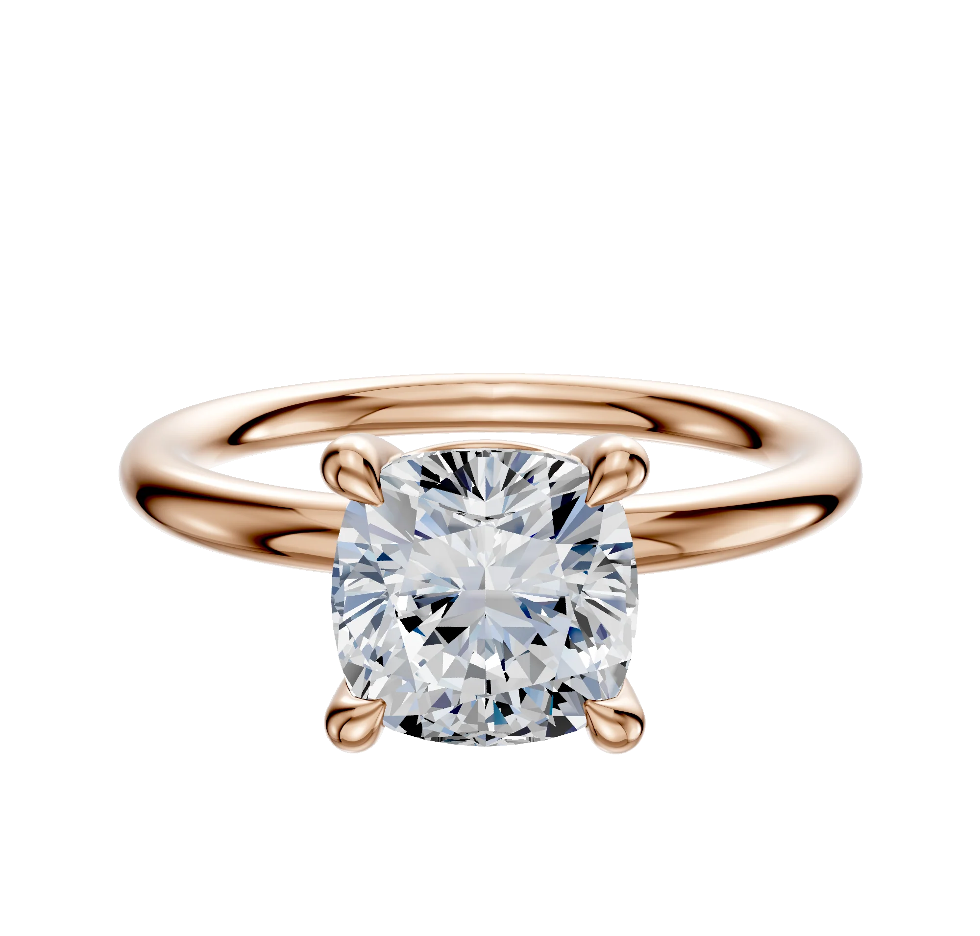 18K Rose Gold 4 Prong Basket Classic Dome 2.0mm Engagement Ring