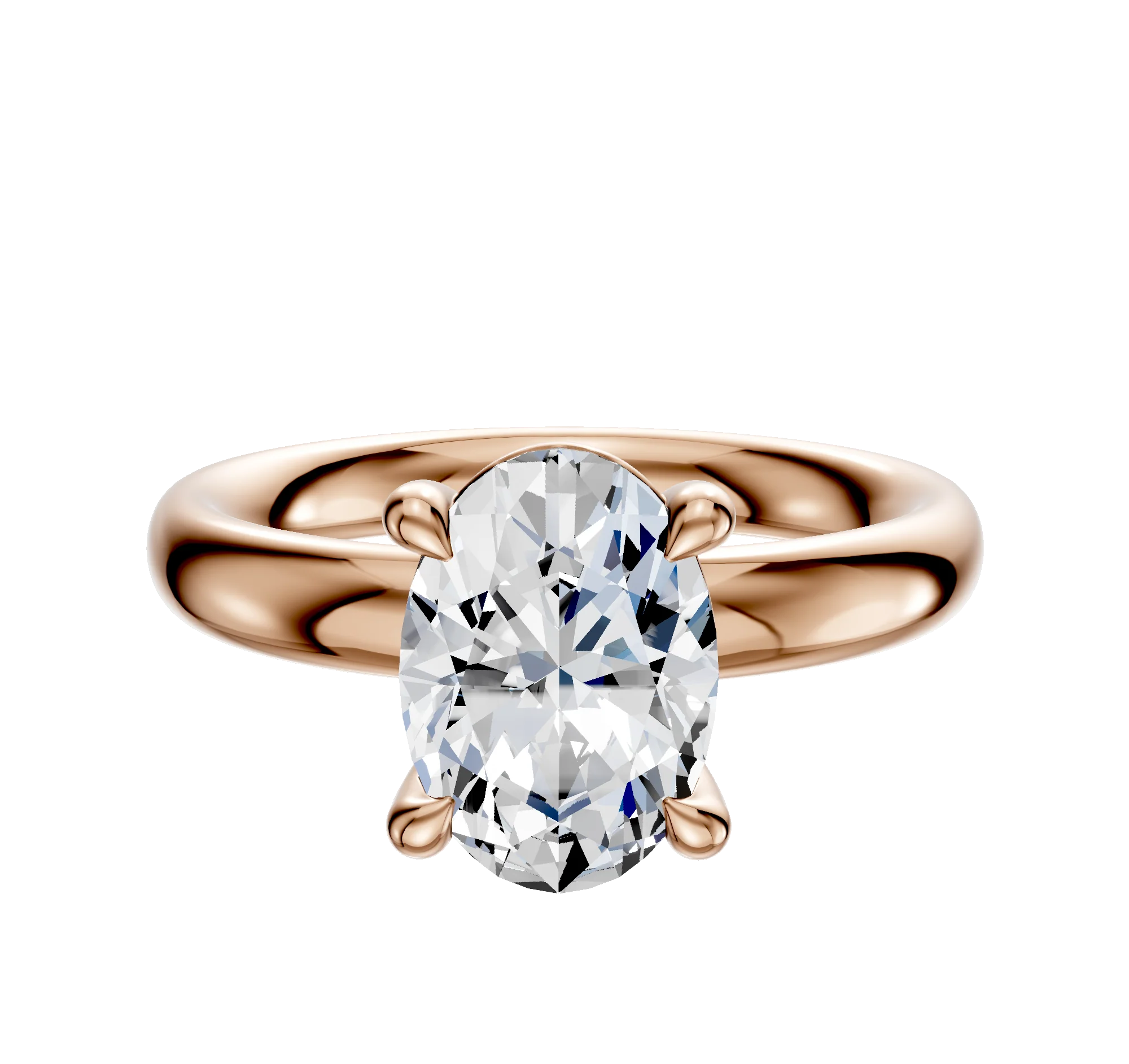 18K Rose Gold 4 Prong Basket Classic Dome 3.0mm Engagement Ring
