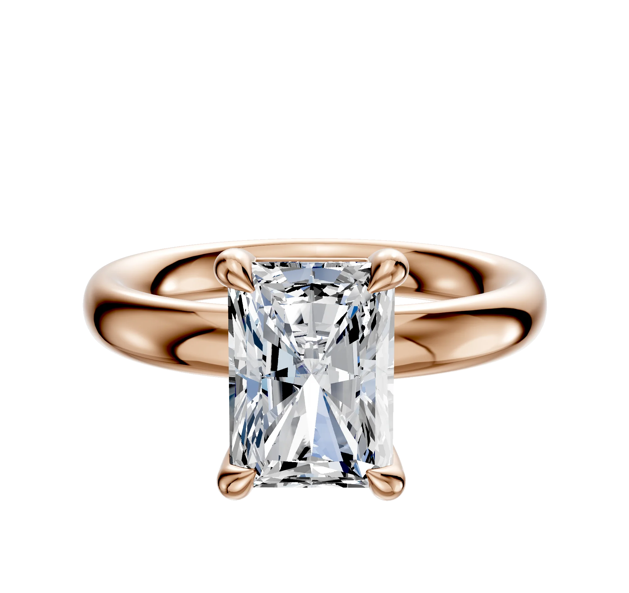 18K Rose Gold 4 Prong Basket Classic Dome 3.0mm Engagement Ring
