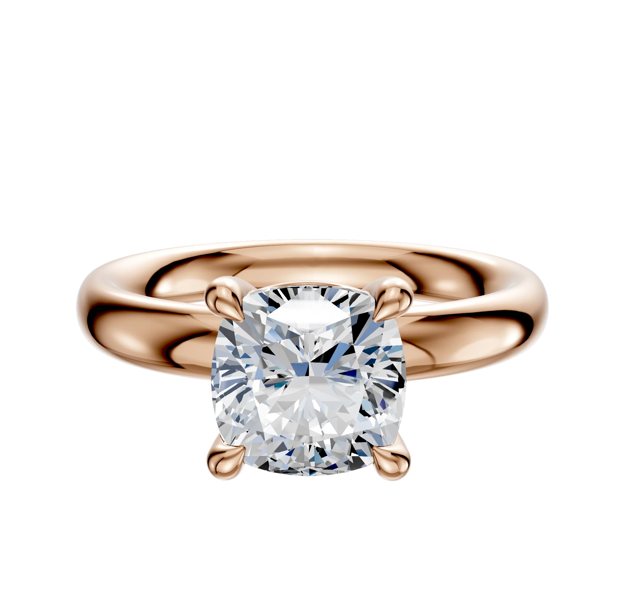 18K Rose Gold 4 Prong Basket Classic Dome 3.0mm Engagement Ring